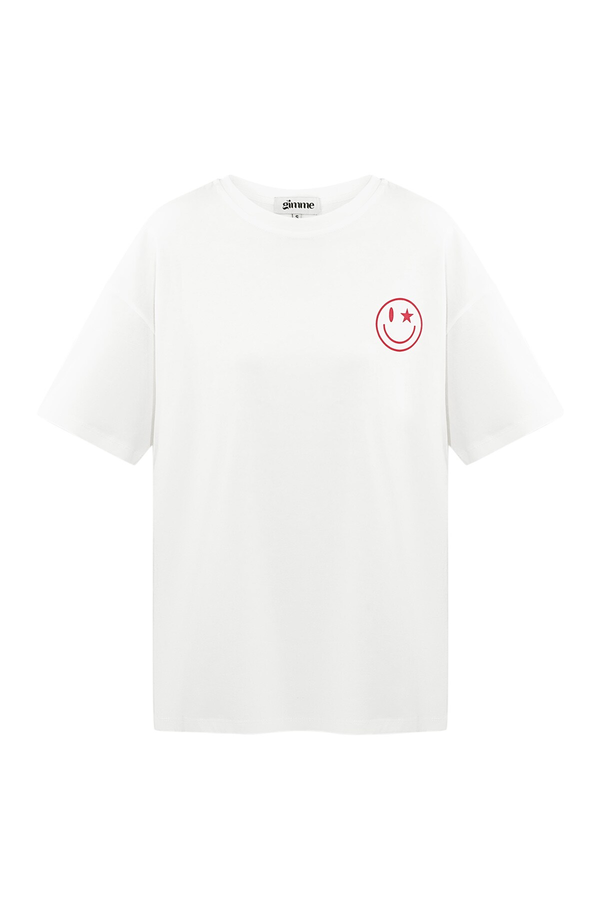 T-shirt happy life smiley - white & red h5 