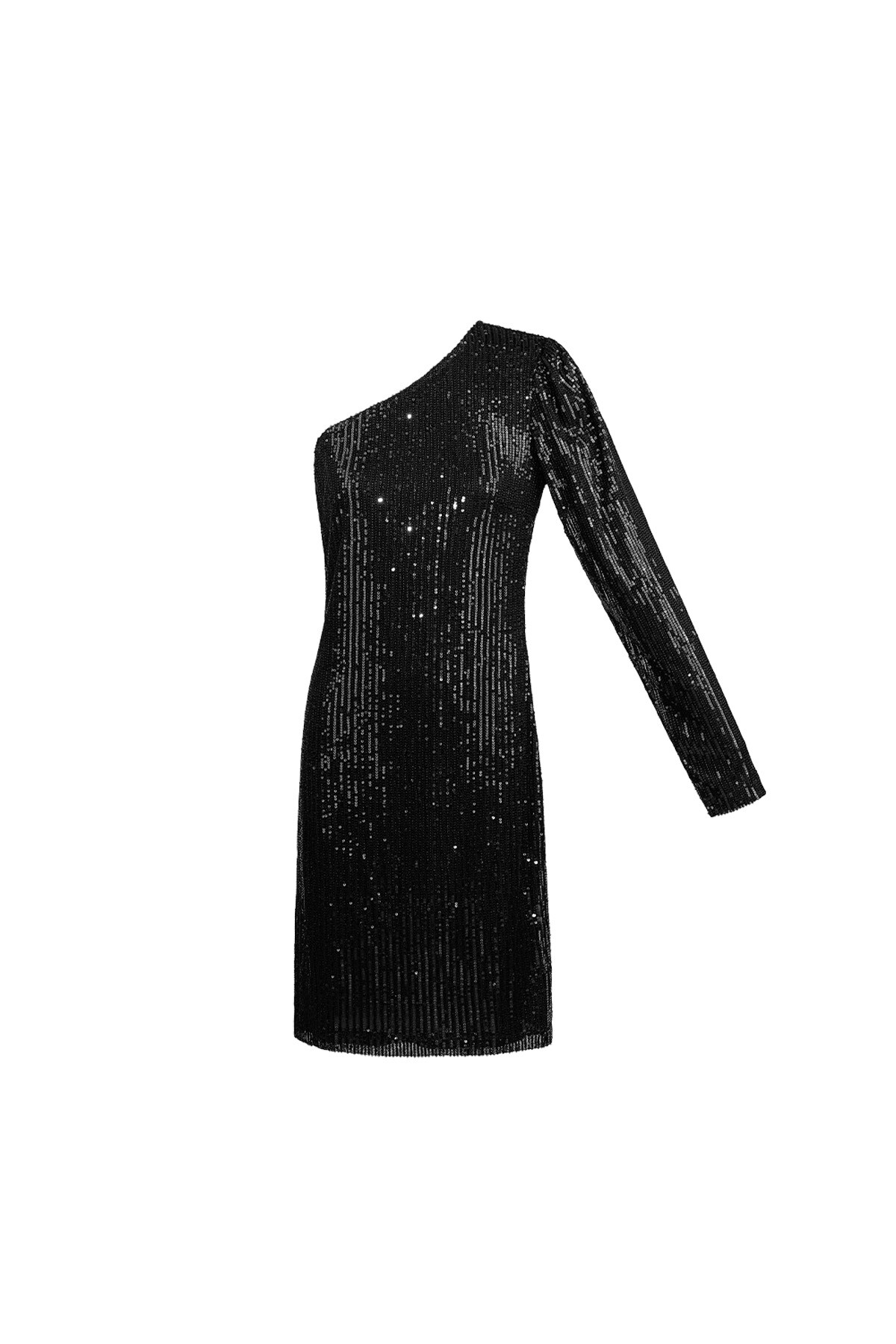 Glitter one shoulder dress - black h5 