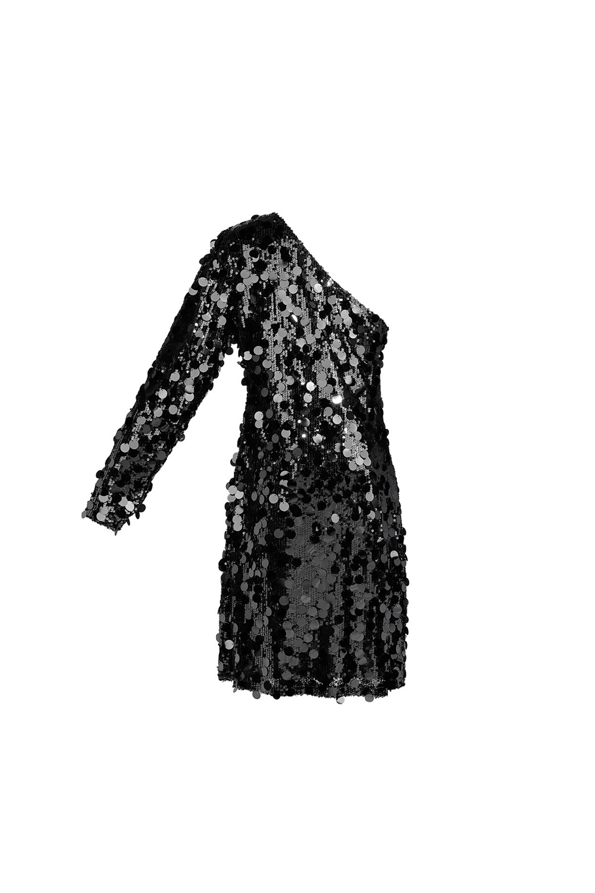 One shoulder dress glitter large - black Picture8