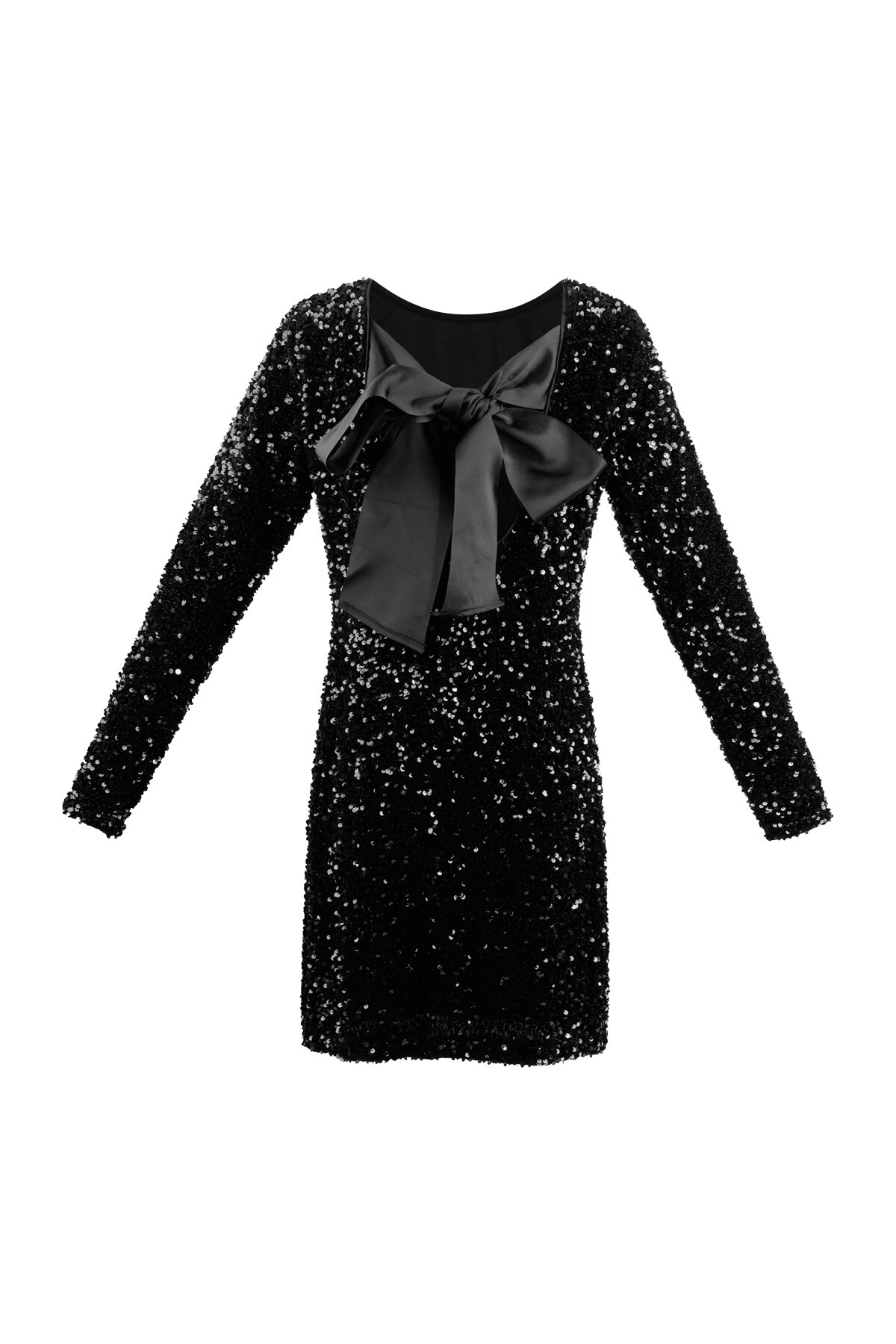 Glitter dress with open back - black h5 Picture6