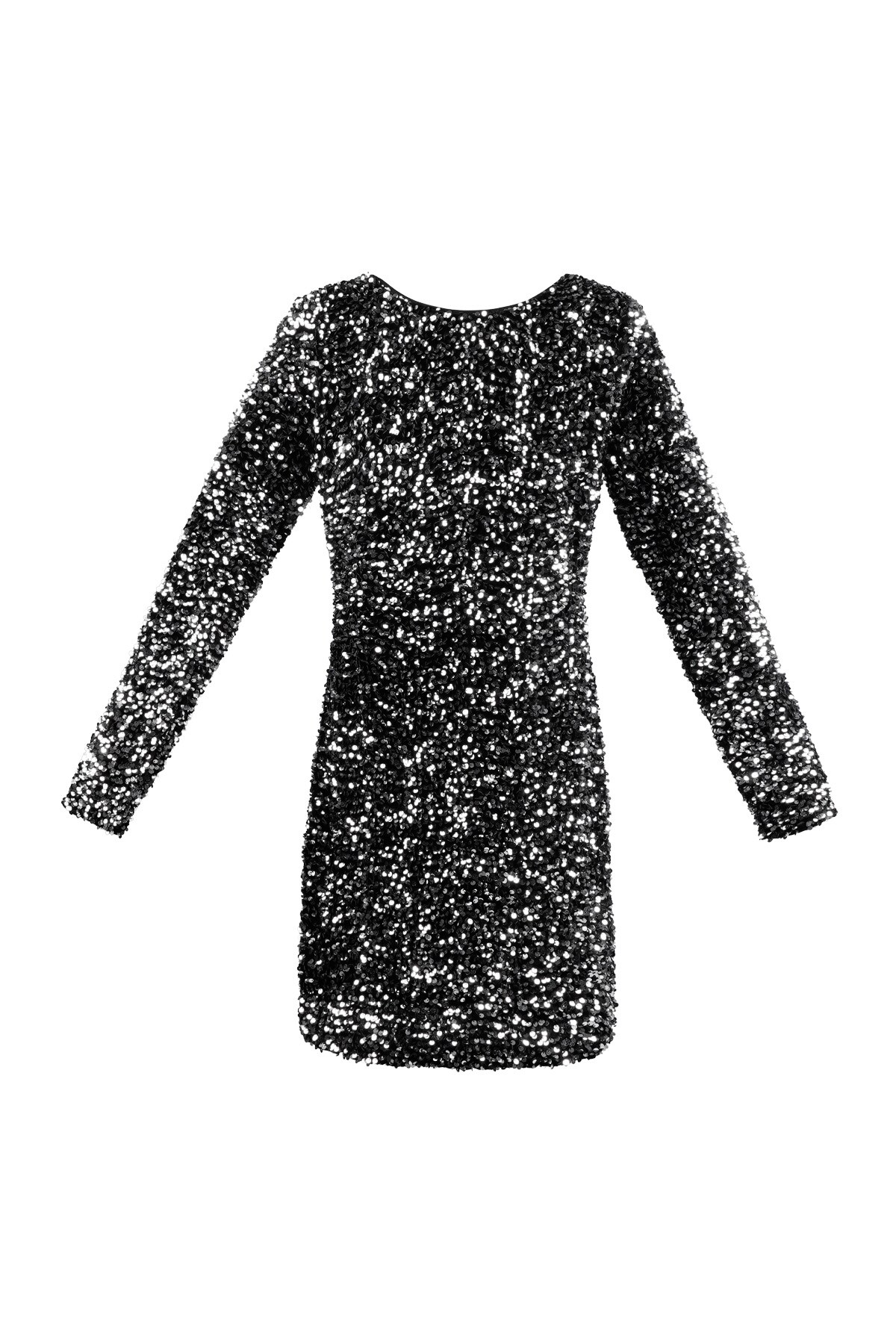 Glitter dress with open back - black silver h5 