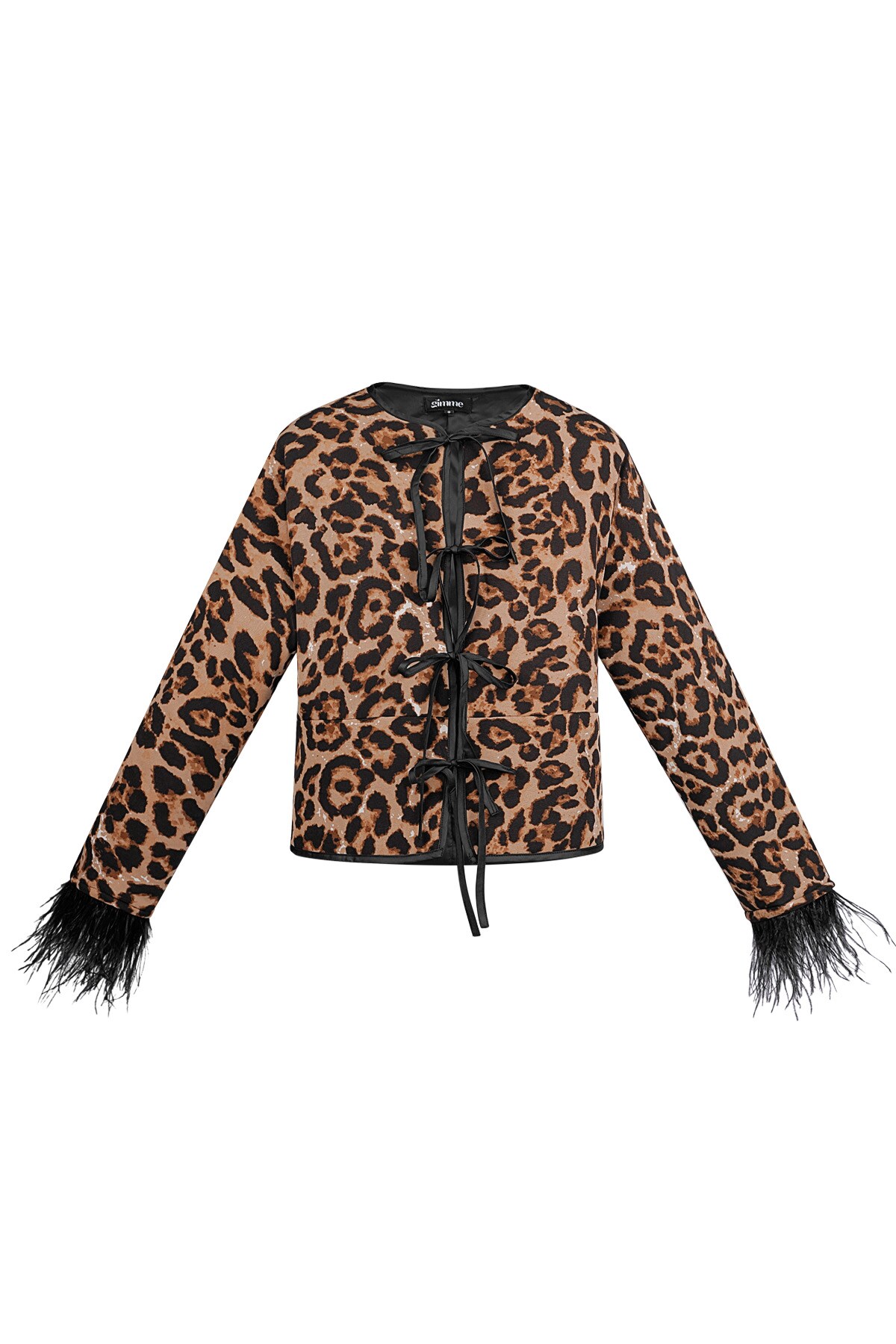 Feather jacket with leopard print - multi  h5 