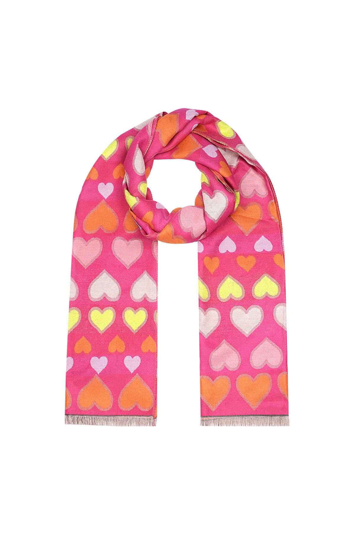 Scarf hearts all over - fuchsia 