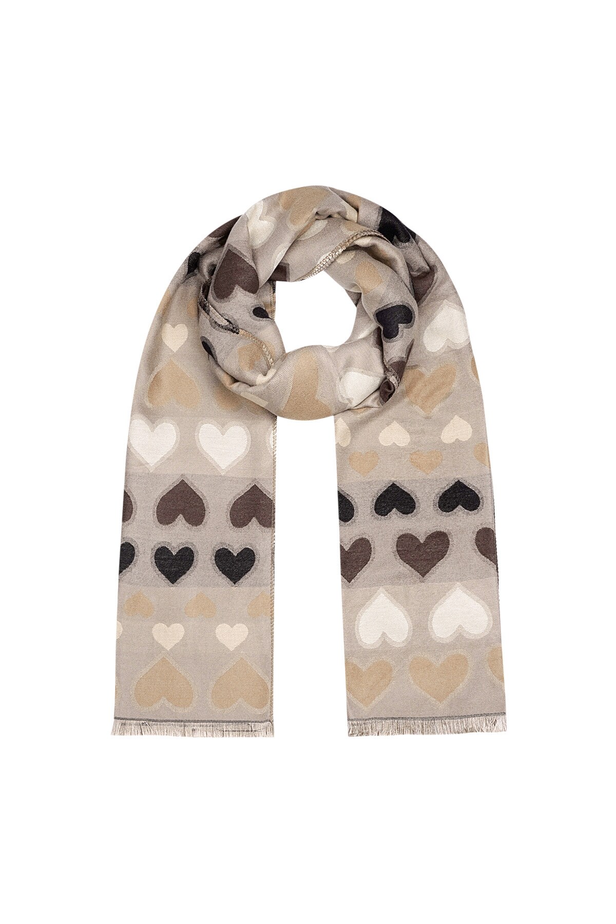 Scarf hearts all over - beige 