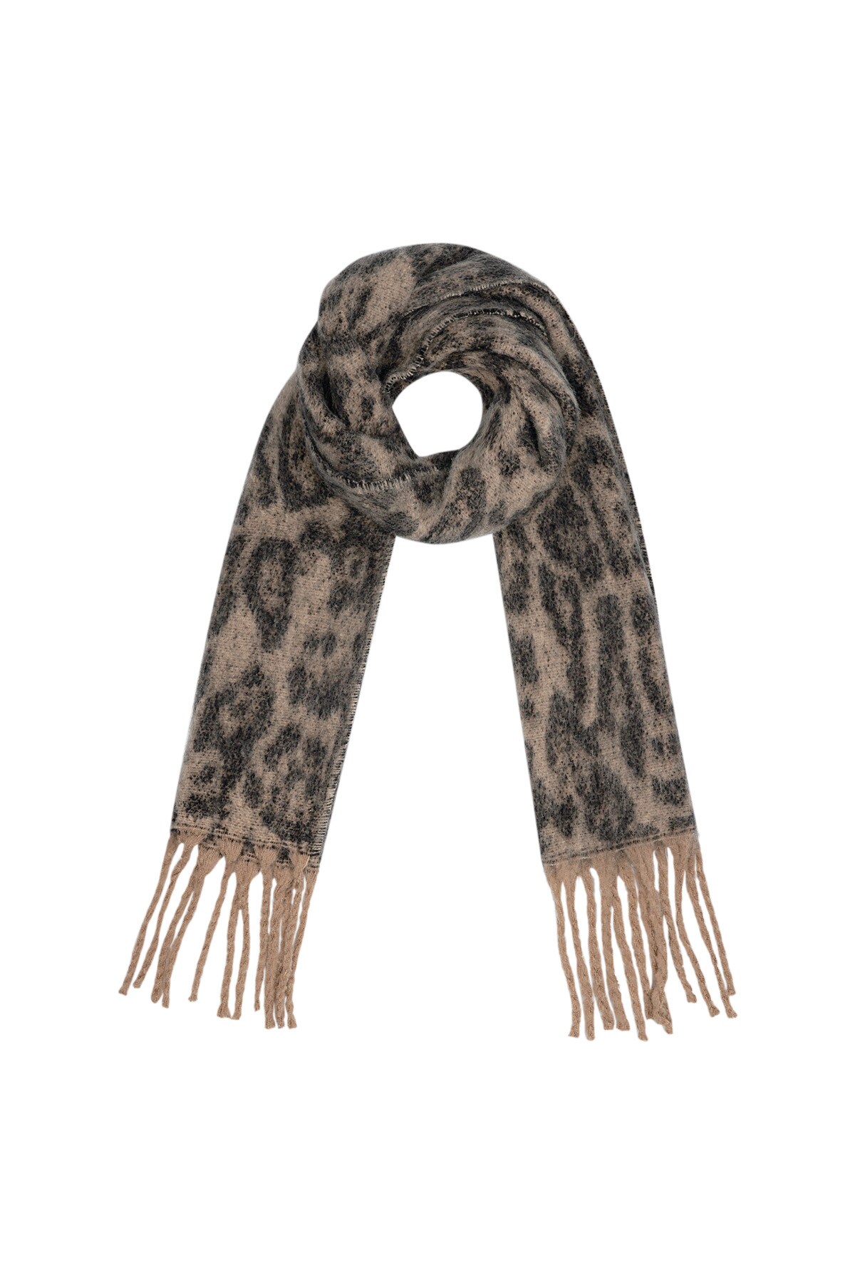 Leopard print scarf - camel 