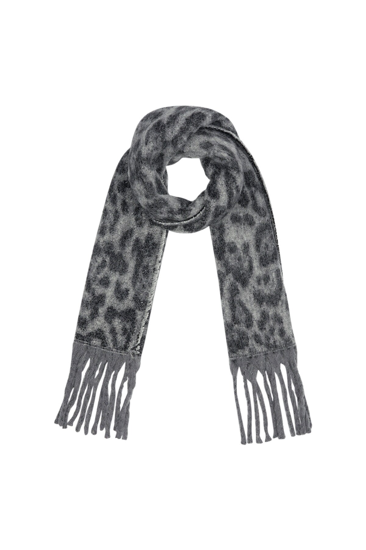 Leopard print scarf - grey 