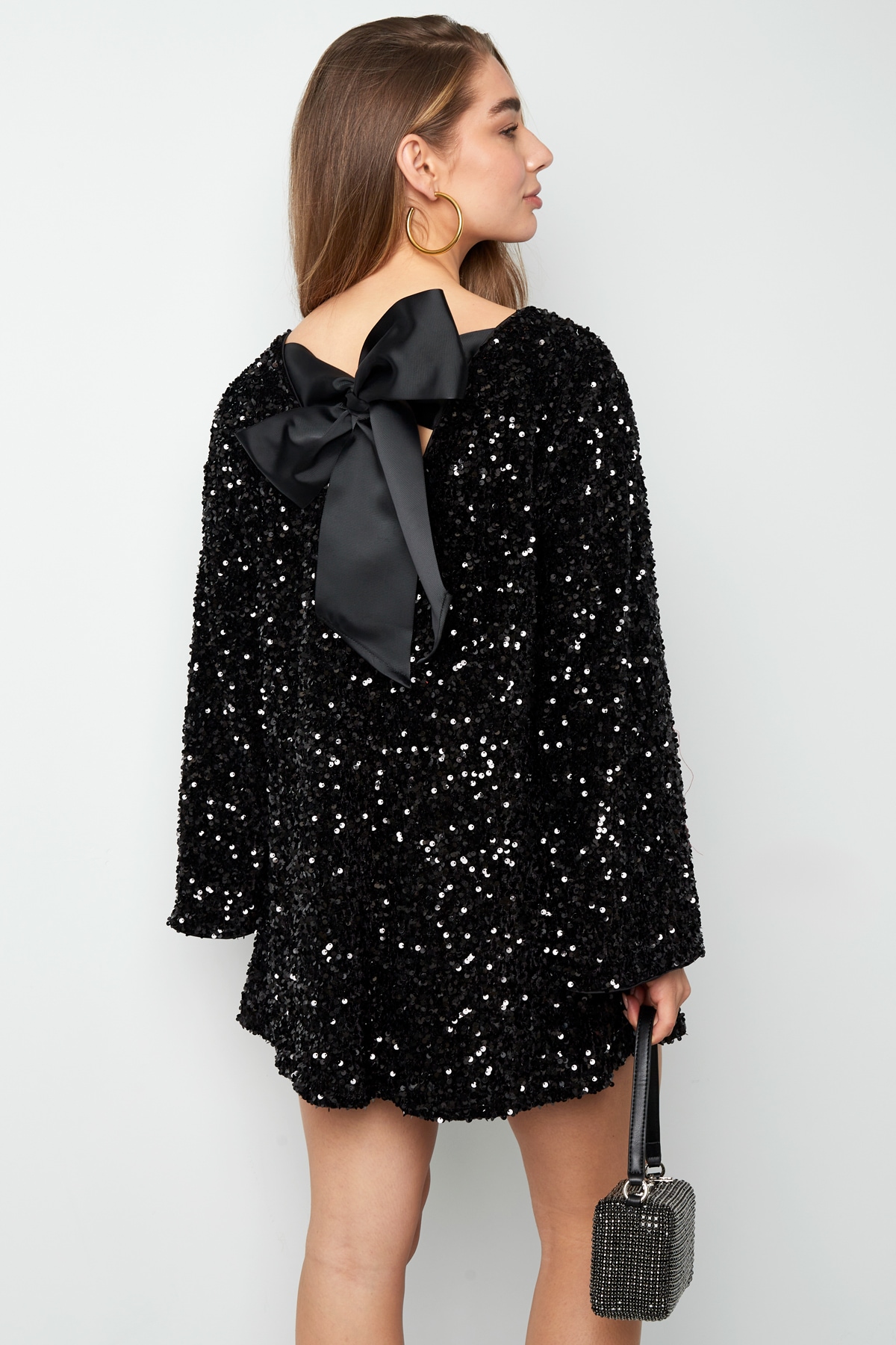 Glitter dress with bow - black and white h5 Picture9