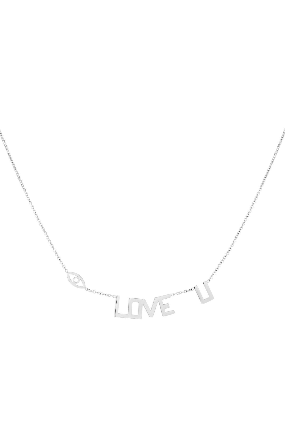 Stainless Steel LOVE U-Letter Eye Necklace - Silver color h5 