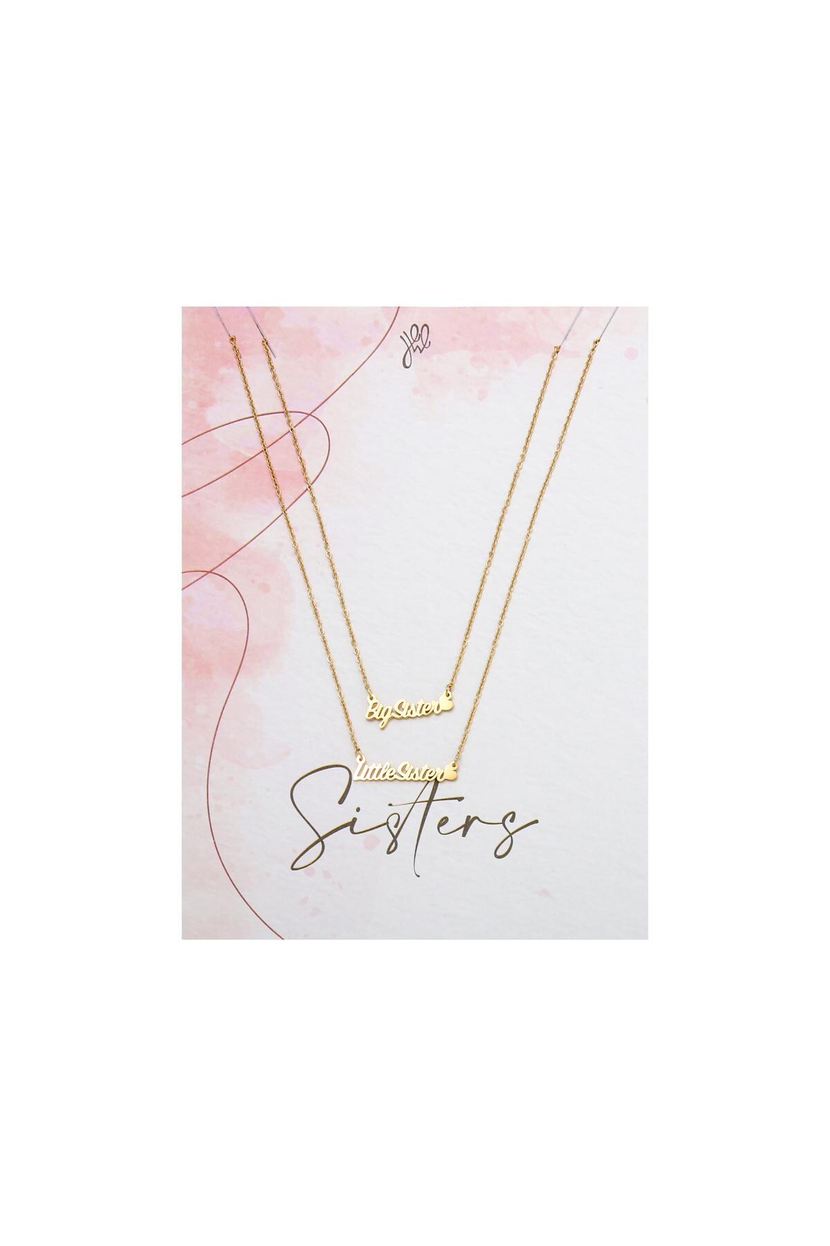 Gold color / Necklace Big Little Sister Gold Stainless Steel Picture2