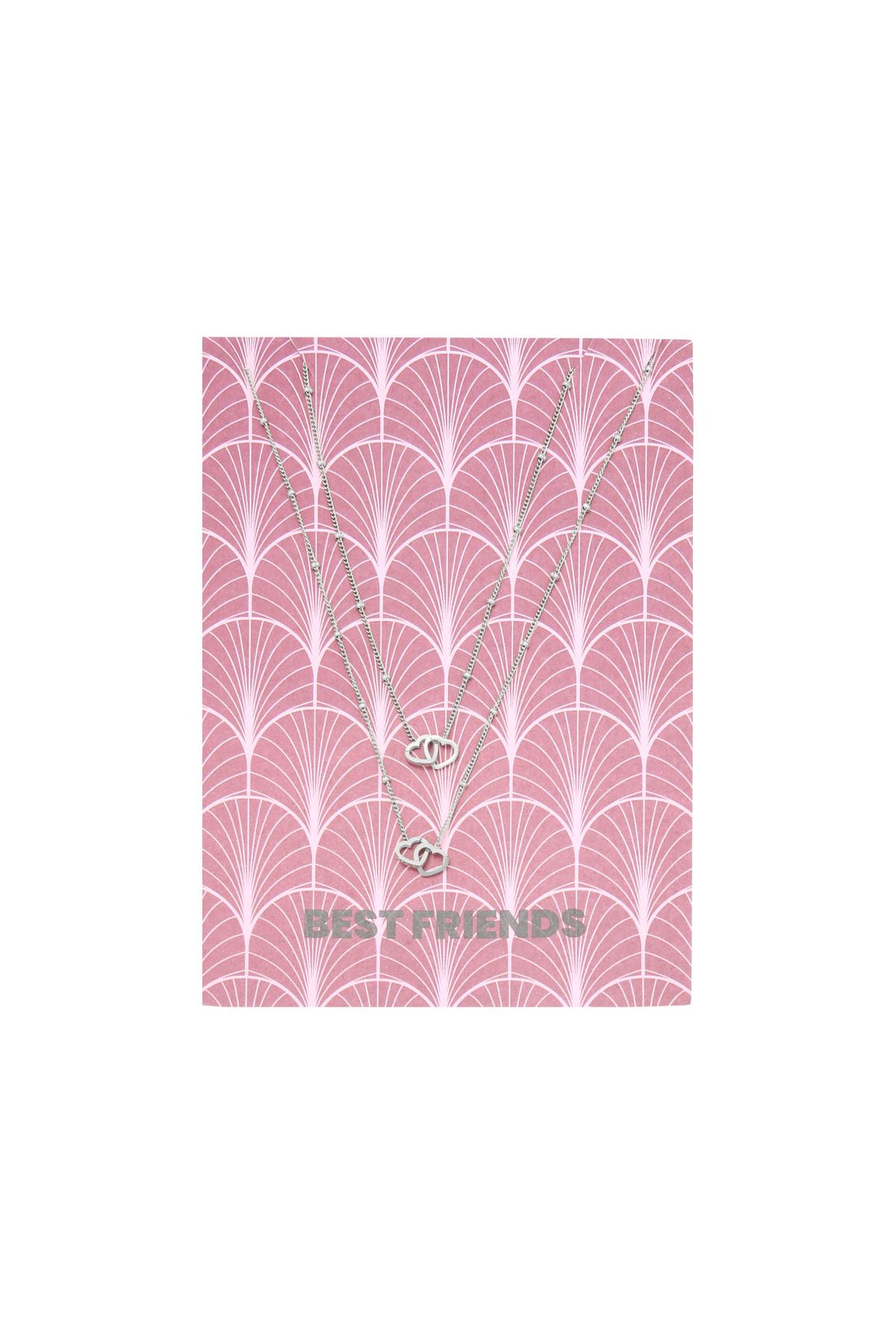 Silver color / Necklace Card Best Friends Silver Stainless Steel 