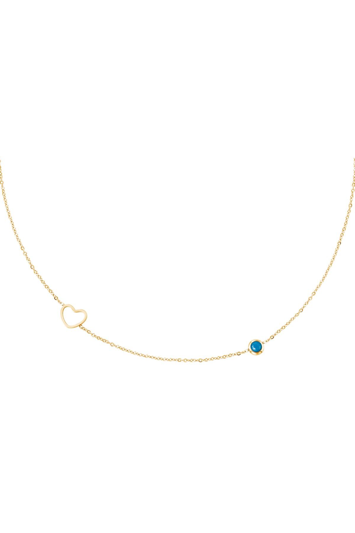 Dark Blue / Birthstone necklace December gold Dark Blue Stainless Steel 