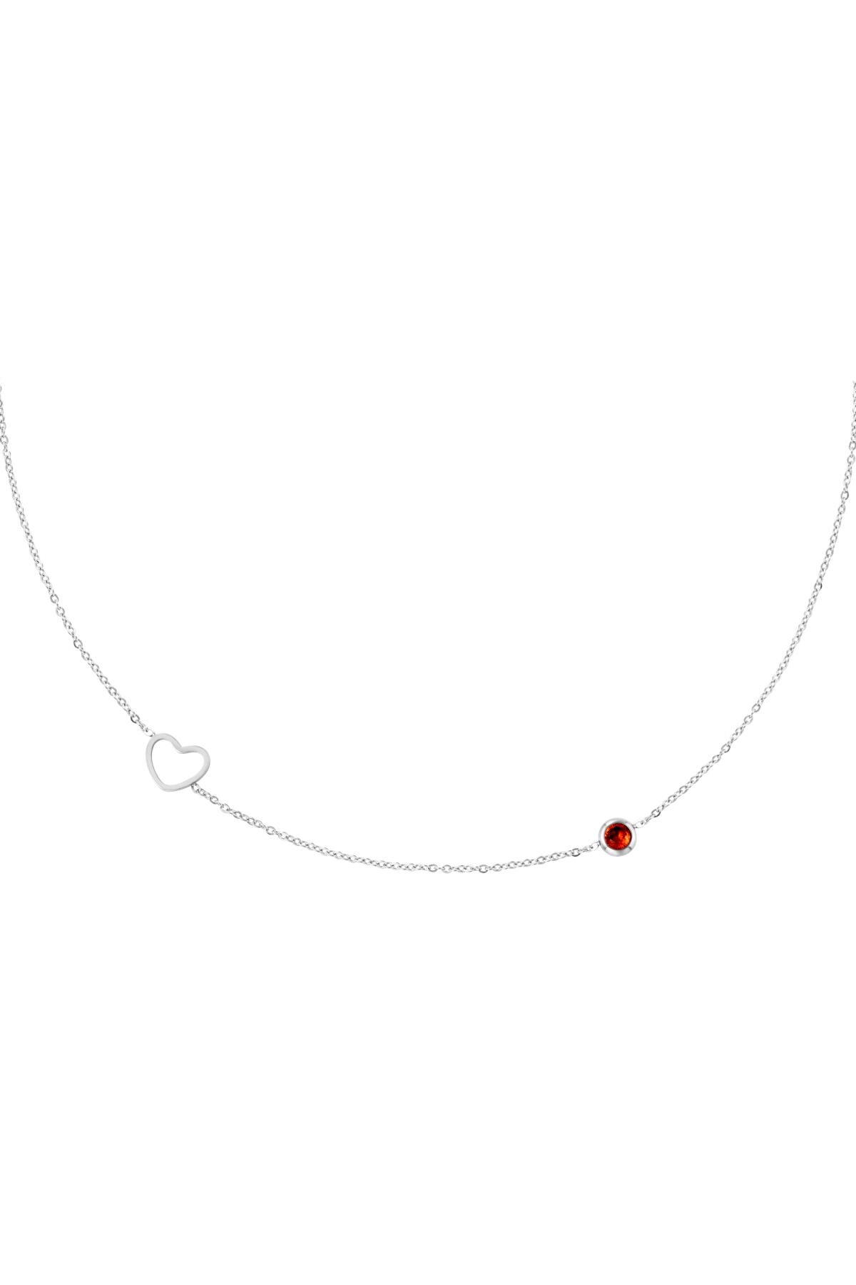 Red / Birthstone necklace January silver Red Stainless Steel 