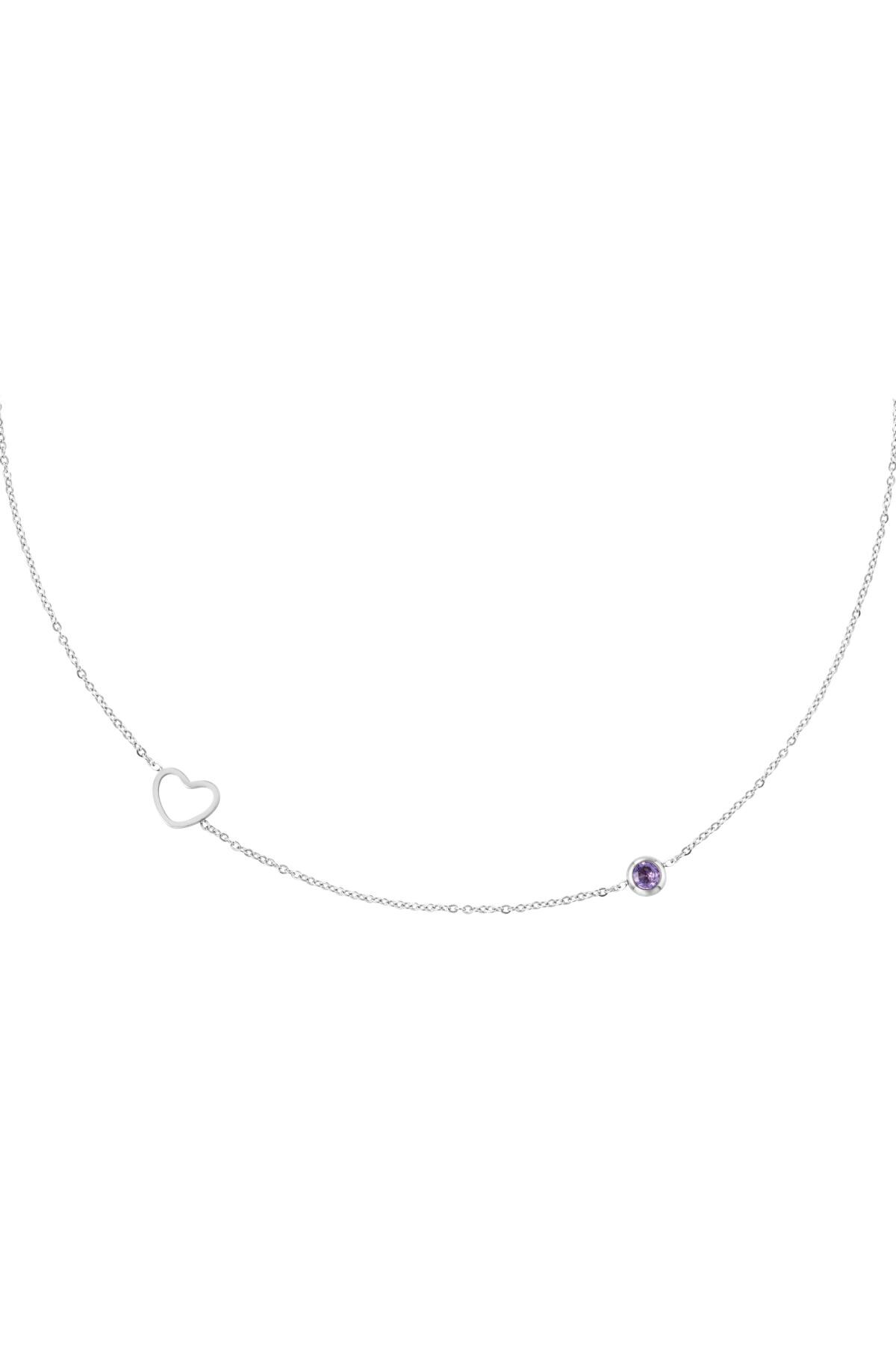 Purple / Birthstone necklace February silver Purple Stainless Steel Picture2