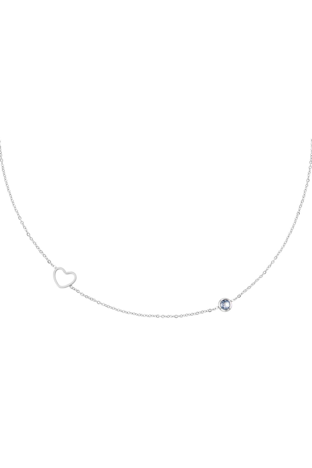 Light Blue / Birthstone necklace March silver Light Blue Stainless Steel Picture3