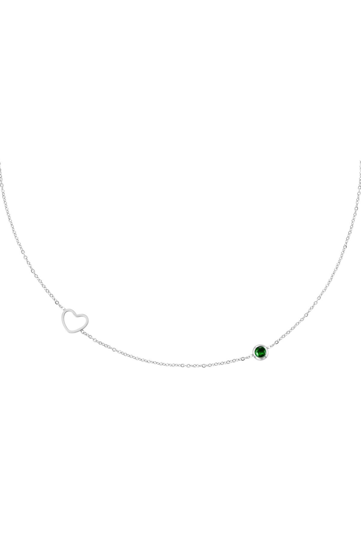 Green / Birthstone necklace May silver Green Stainless Steel Picture4