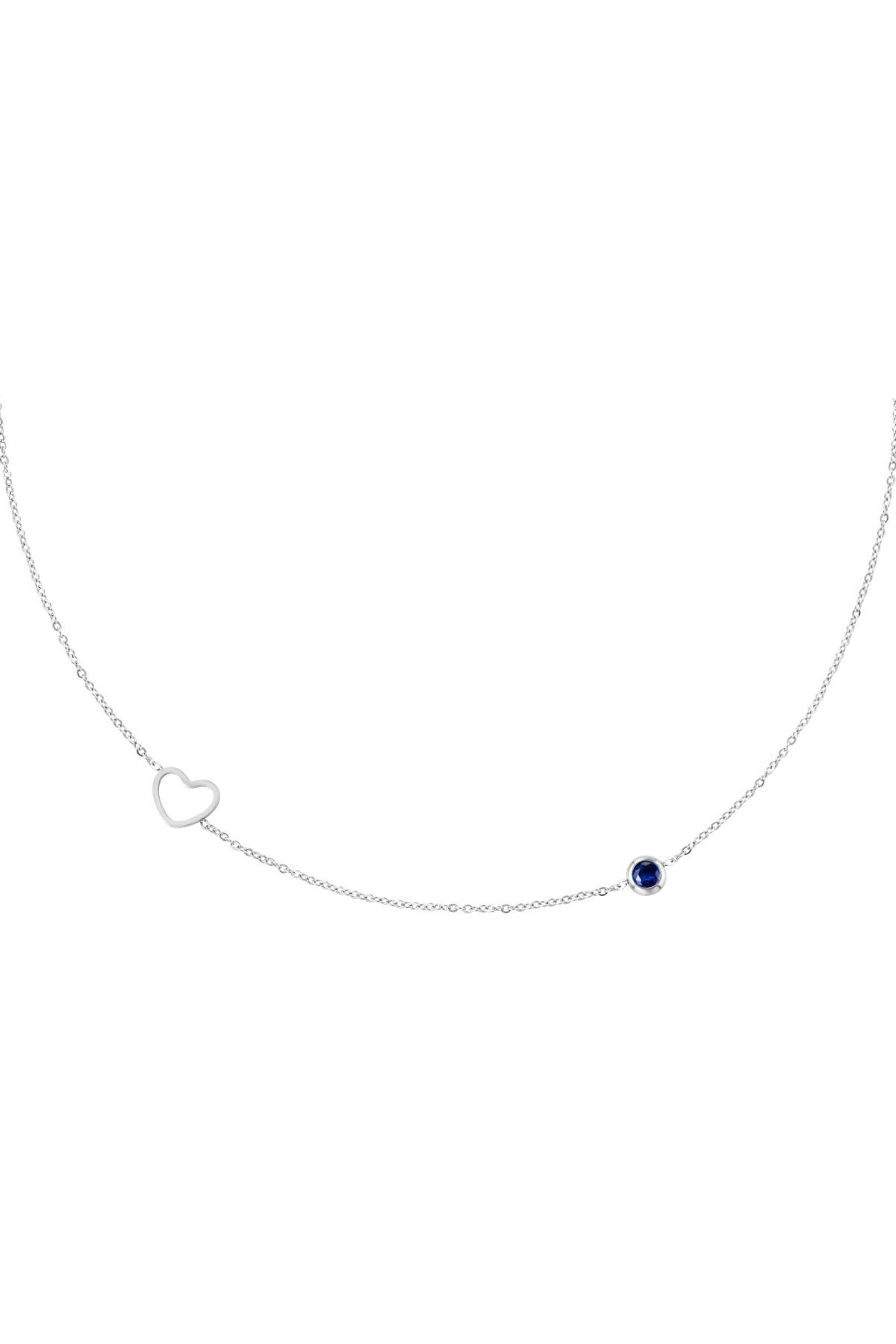 Blue / Birthstone necklace September silver Blue Stainless Steel Picture6