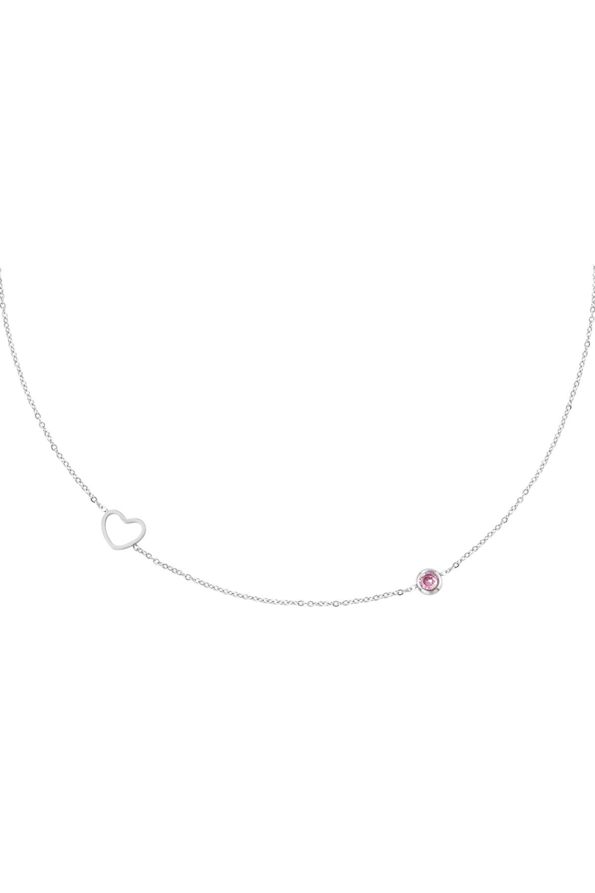 Pink / Birthstone necklace October silver Pink Stainless Steel Picture7