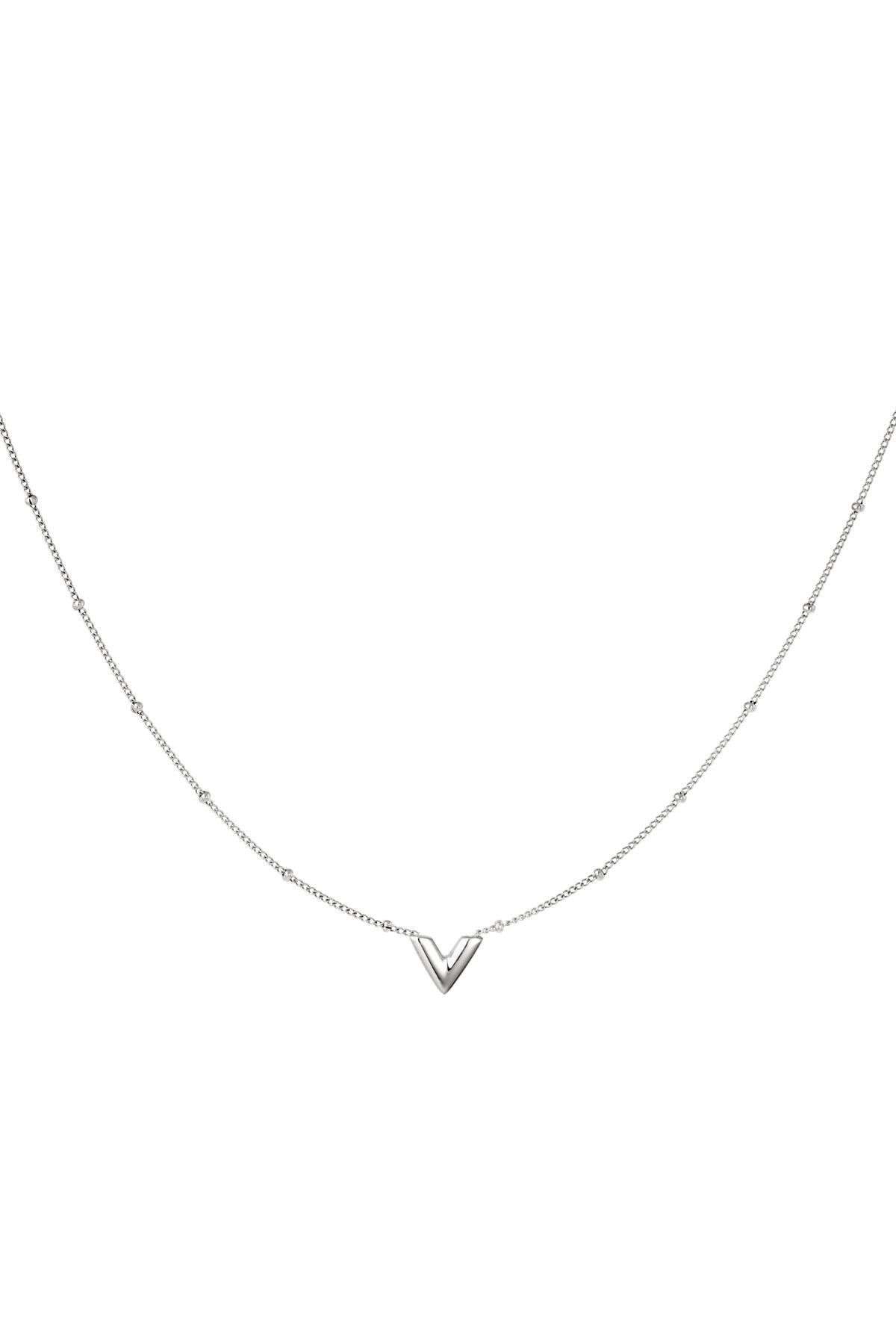 Stainless steel V necklace Silver h5 