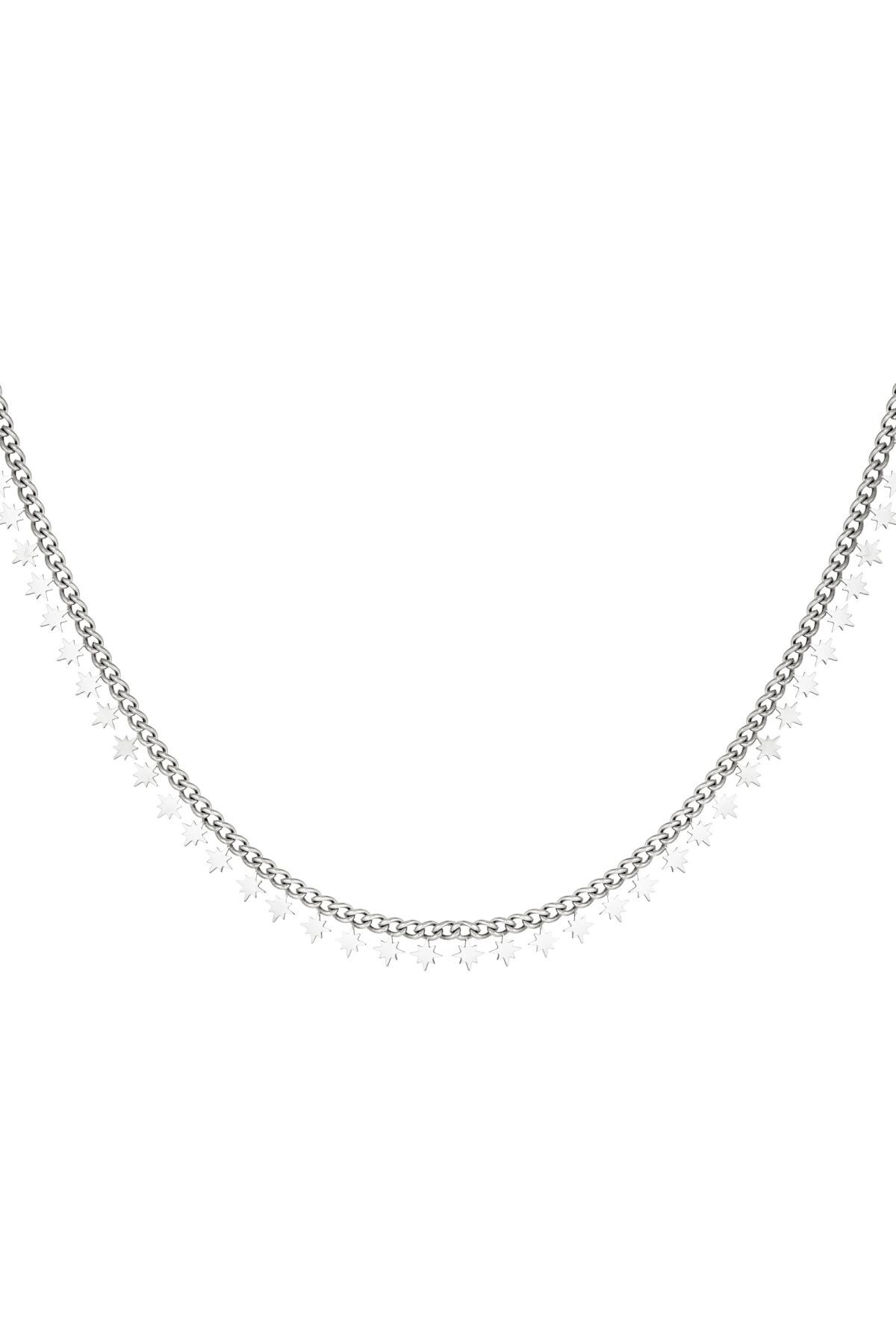 Silver color / Stainless steel necklace sparkling stars Silver Picture2