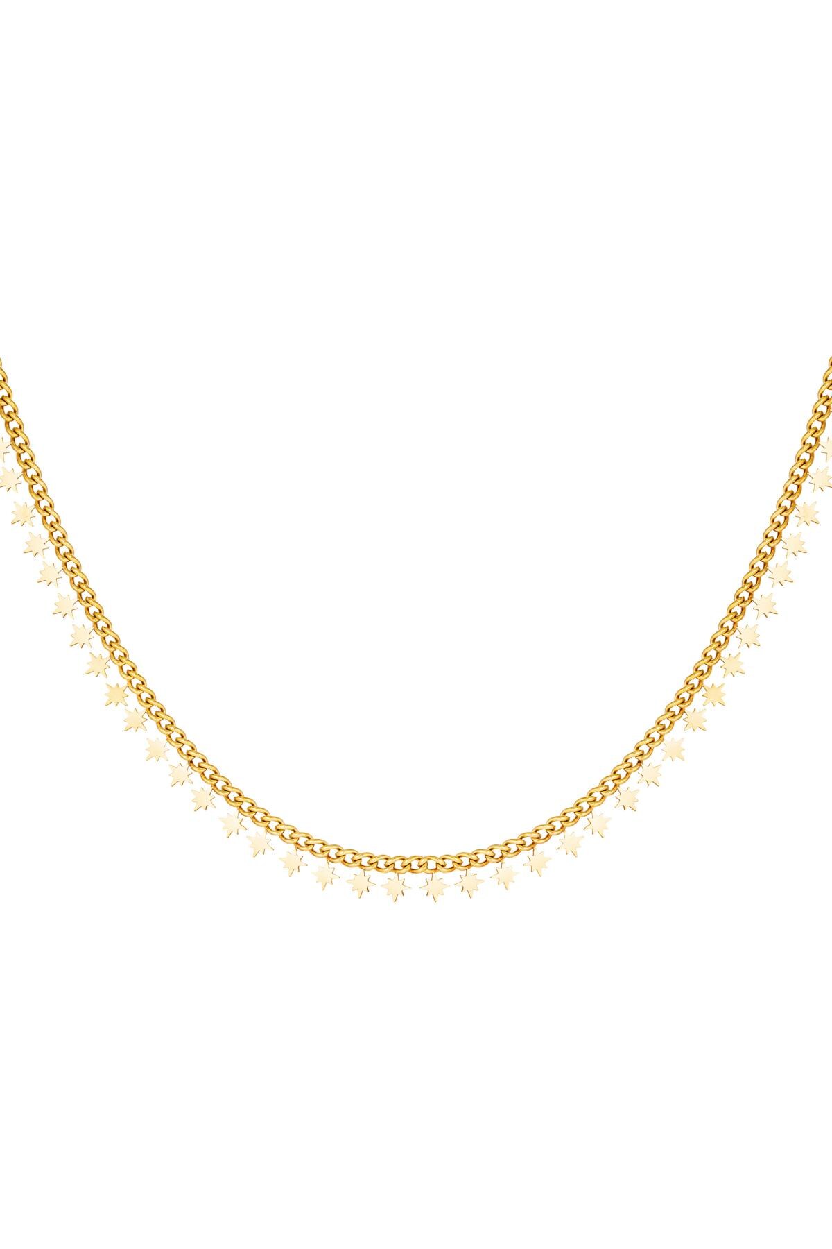 Stainless steel necklace sparkling stars Gold h5 