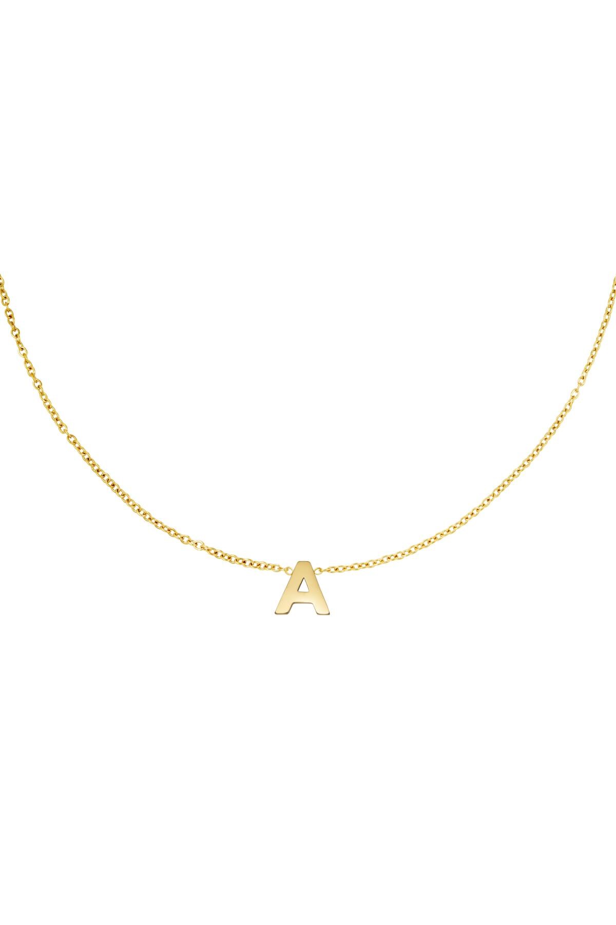 Gold color / Stainless steel necklace initial A Gold 