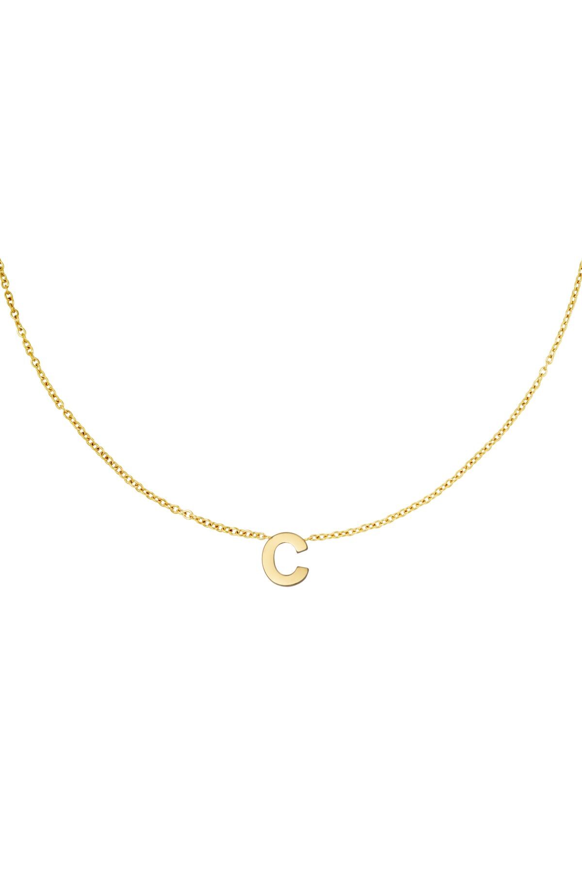 Gold color / Stainless steel necklace initial C Gold Picture2