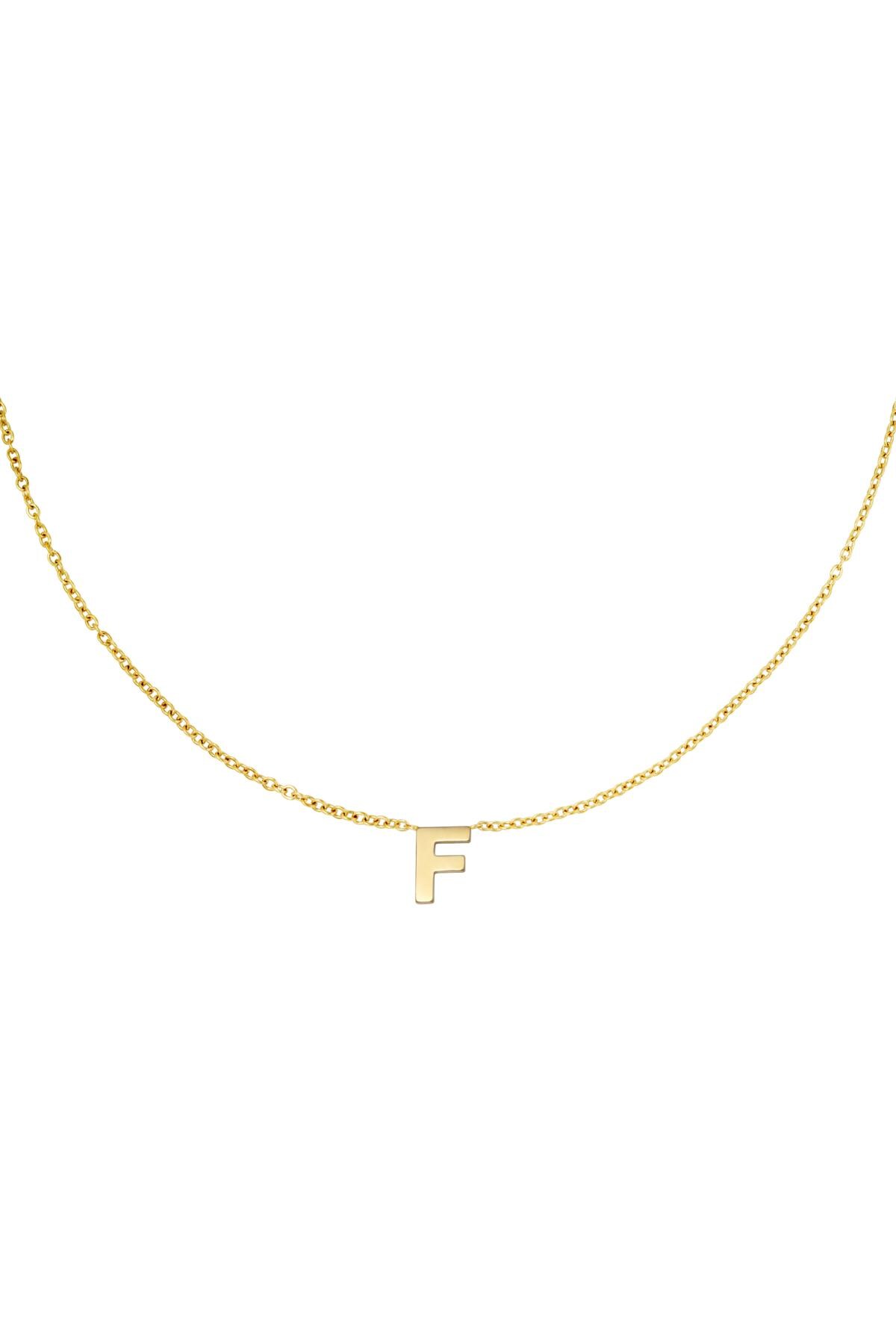 Gold color / Stainless steel necklace initial F Gold Picture5