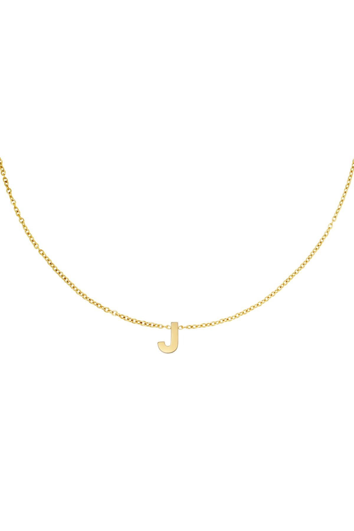 Stainless steel necklace initial J Gold h5 