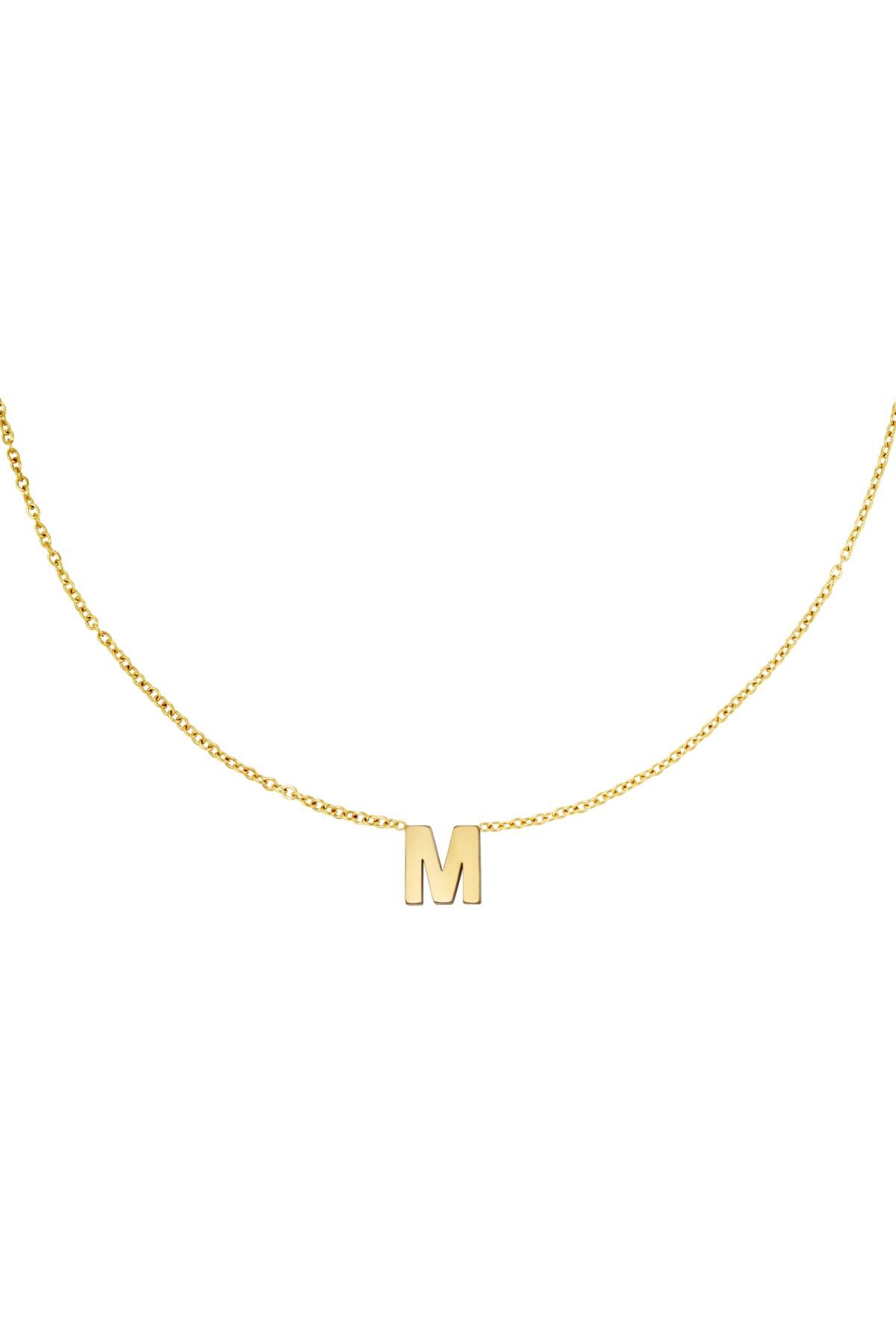 Gold color / Stainless steel necklace initial M Gold Picture22