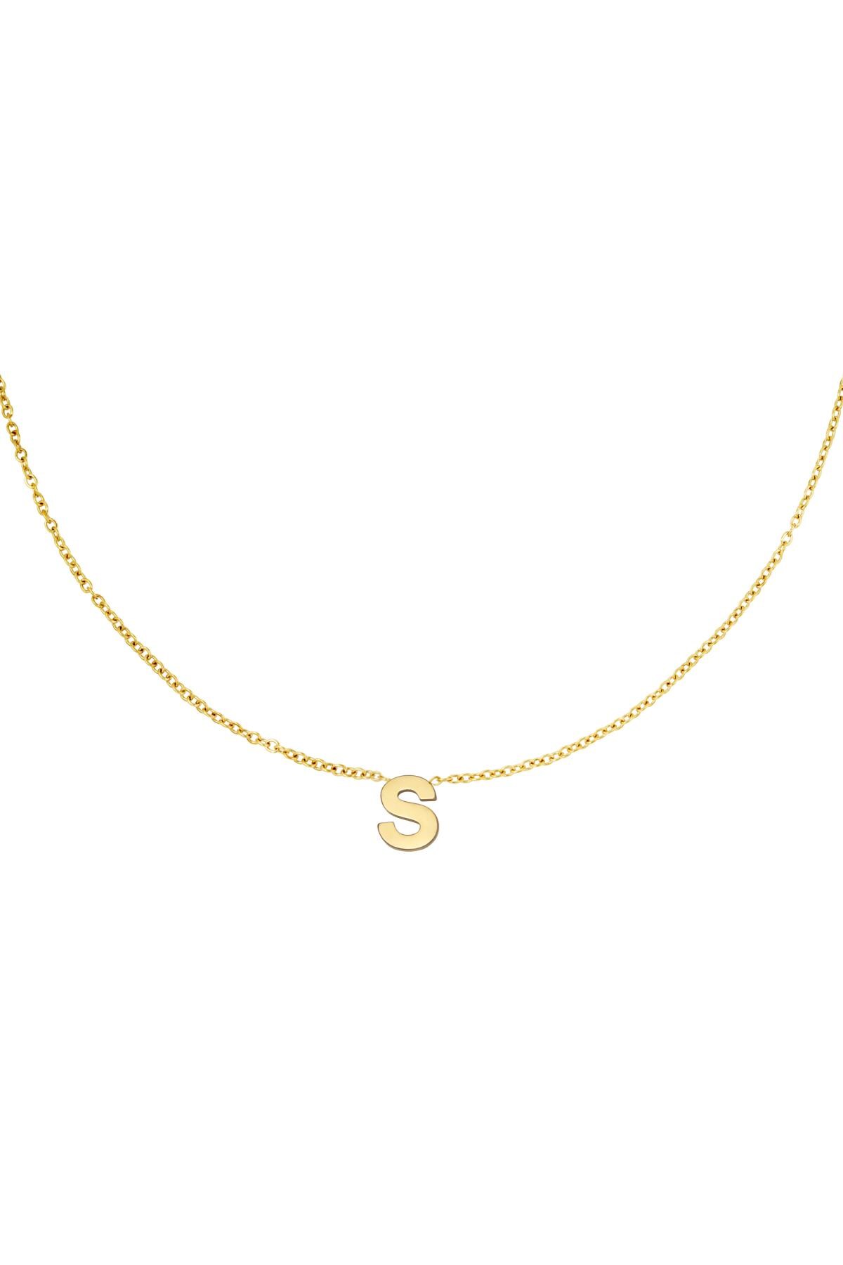 Stainless steel necklace initial S Gold 