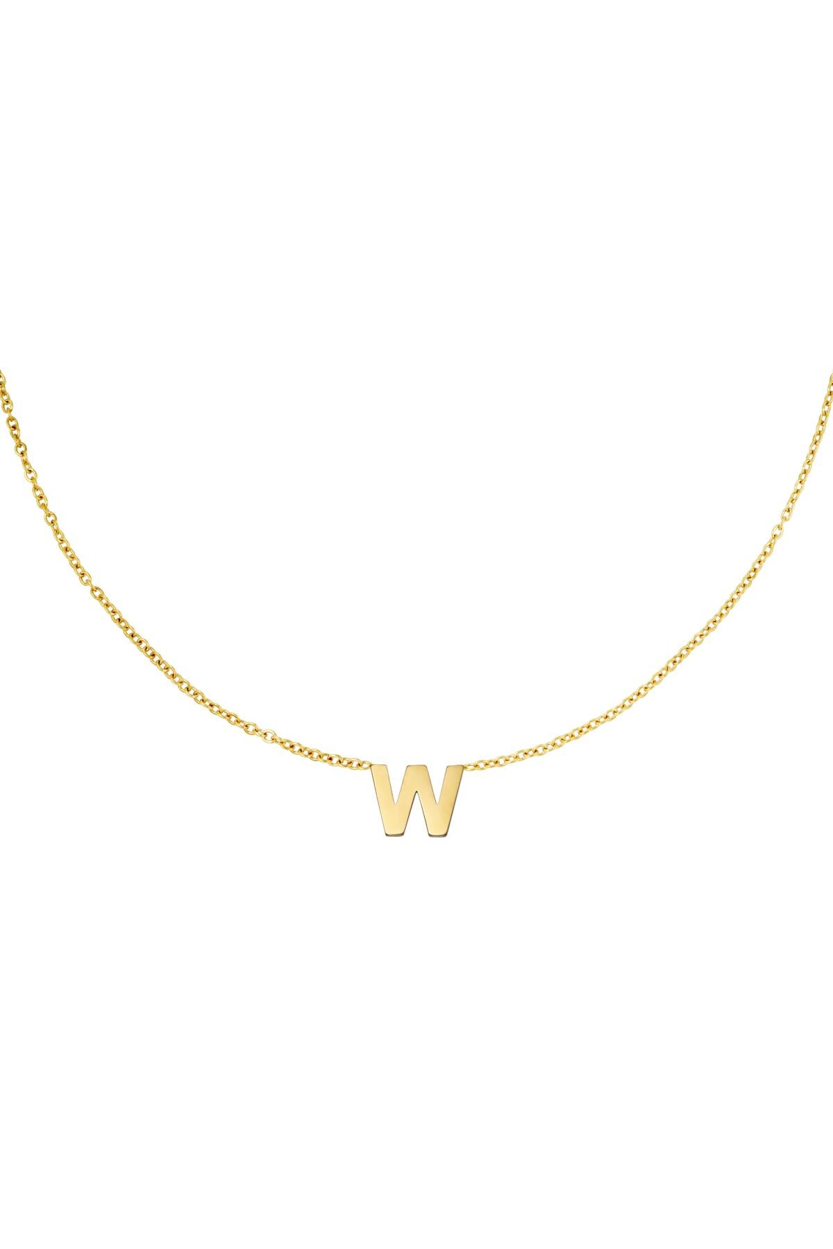 Stainless steel necklace initial W Gold 