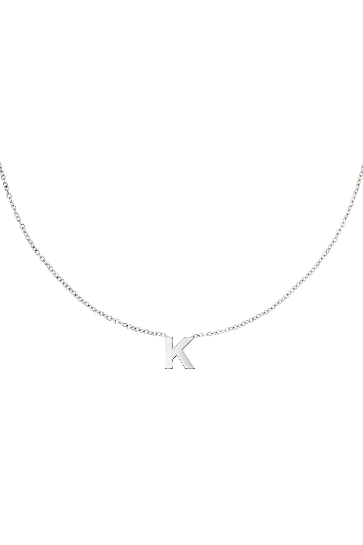 Stainless steel necklace initial K Silver 