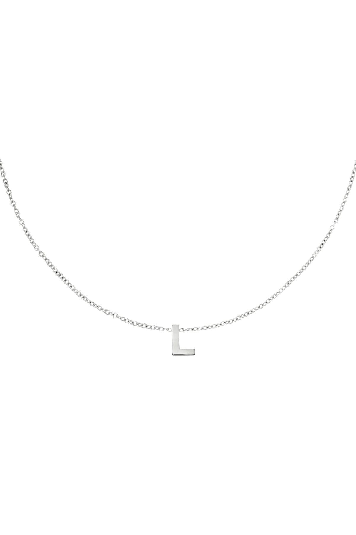 Stainless steel necklace initial L Silver h5 