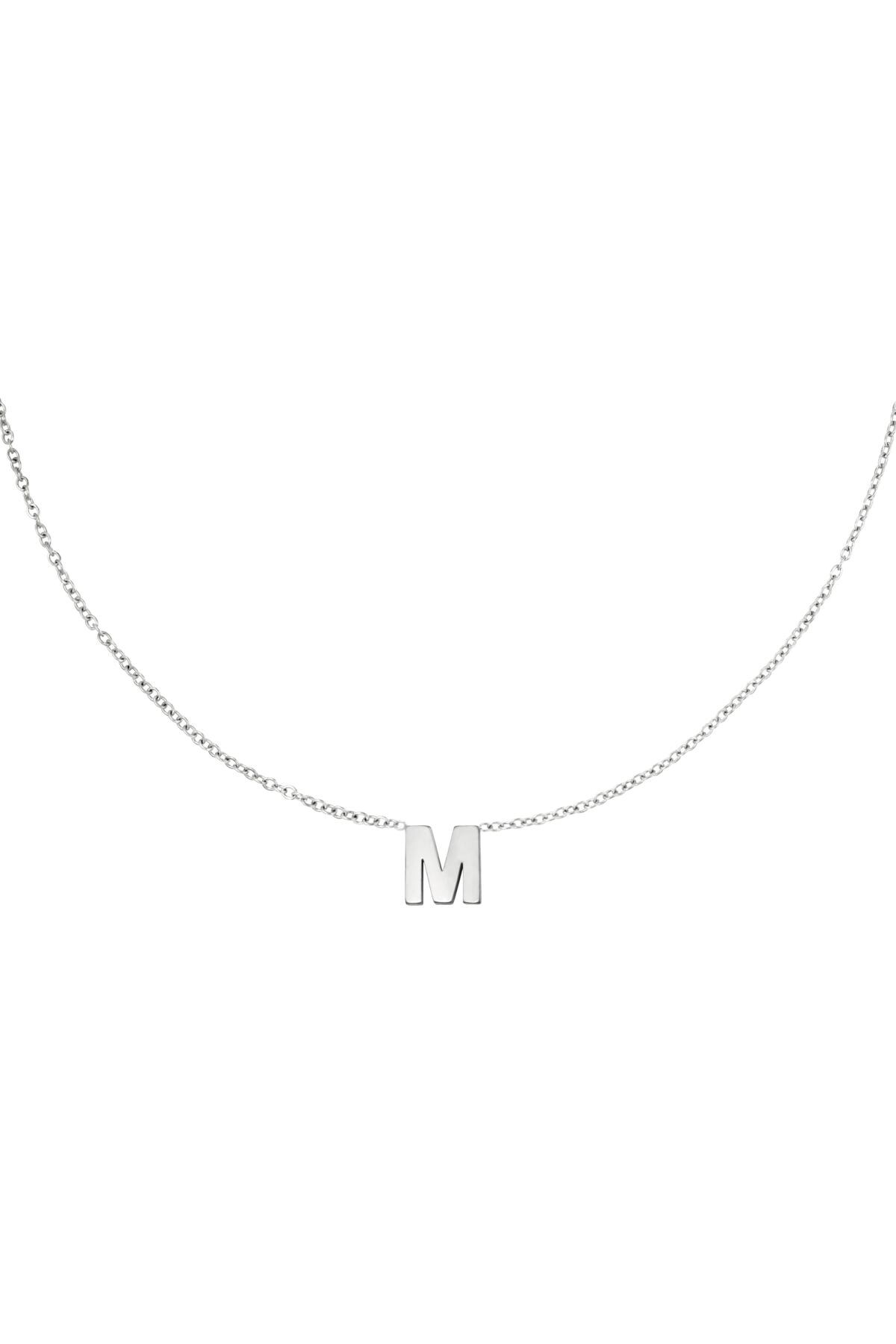 Stainless steel necklace initial M Silver h5 