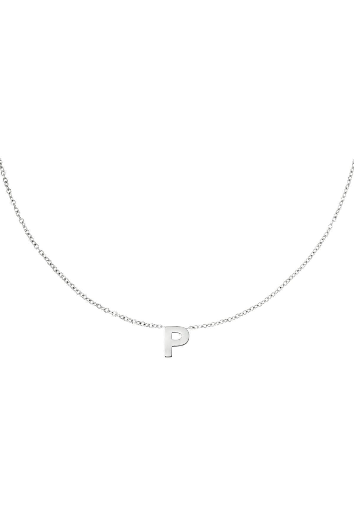 Stainless steel necklace initial P Silver h5 