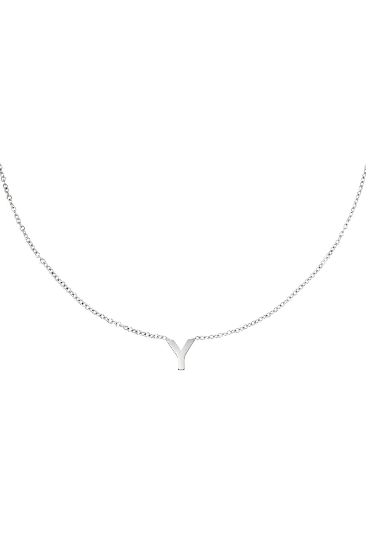 Stainless steel necklace initial Y Silver h5 