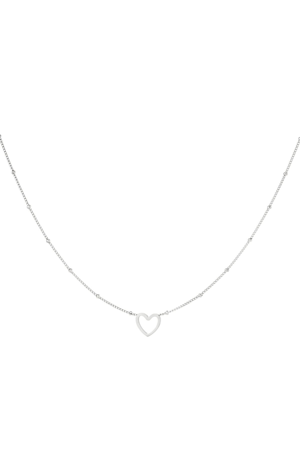 Silver color / Minimalistic necklace open heart Silver Stainless Steel 