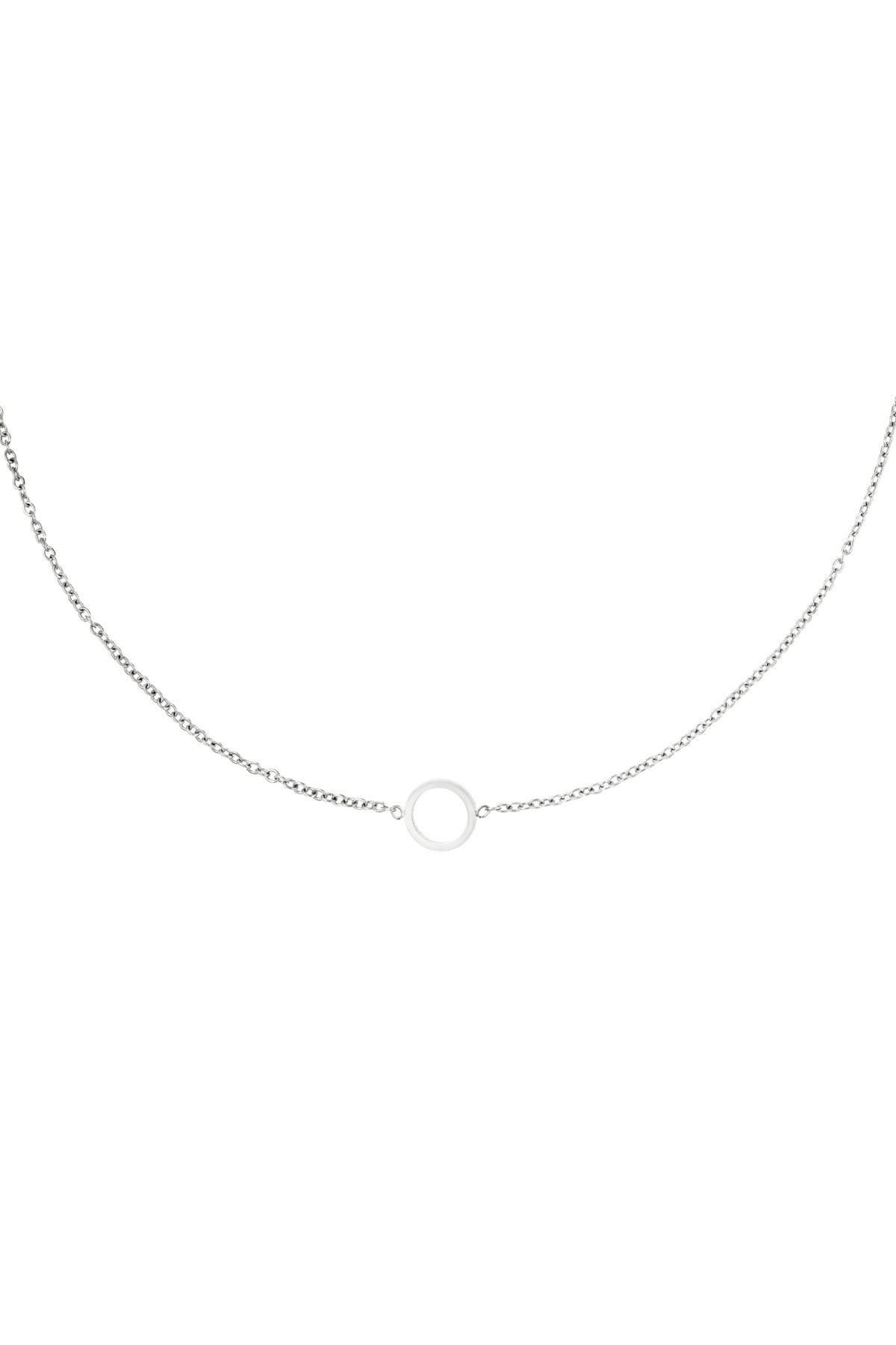 Minimalistic necklace open circle Silver Stainless Steel (Pack with plastic bag) h5 