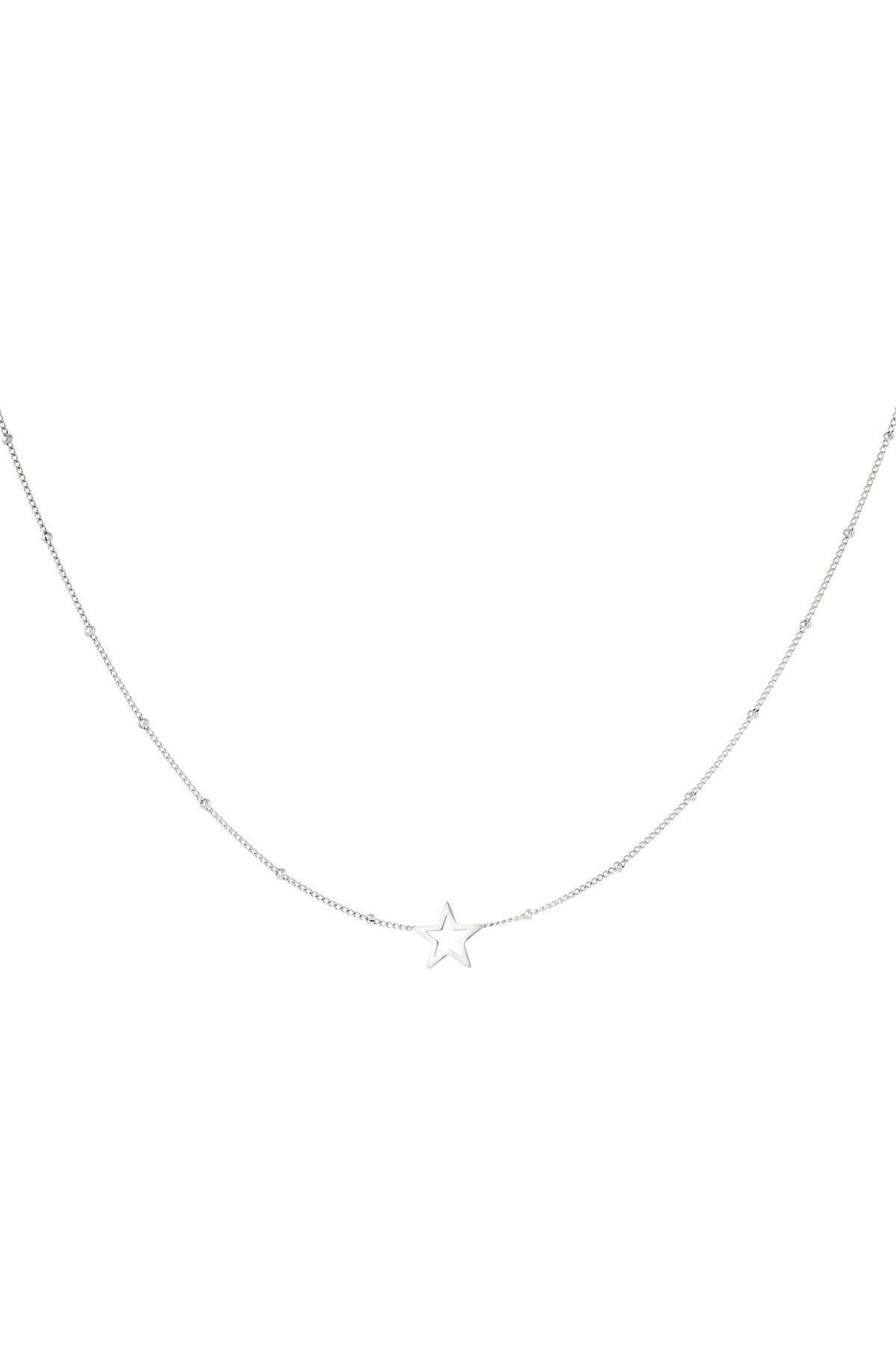 Silver color / Minimalistic necklace open star Silver Stainless Steel 