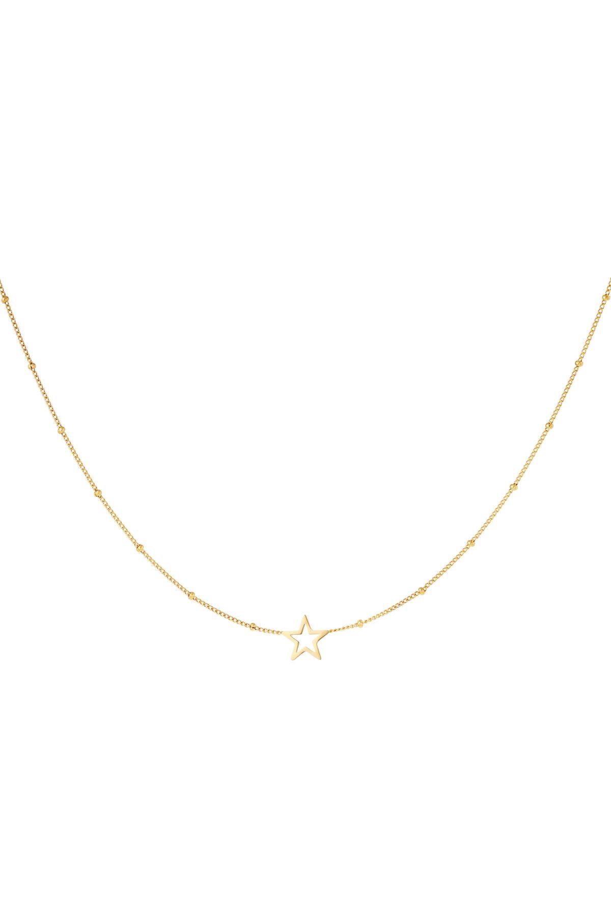 Minimalistic necklace open star Gold Stainless Steel h5 