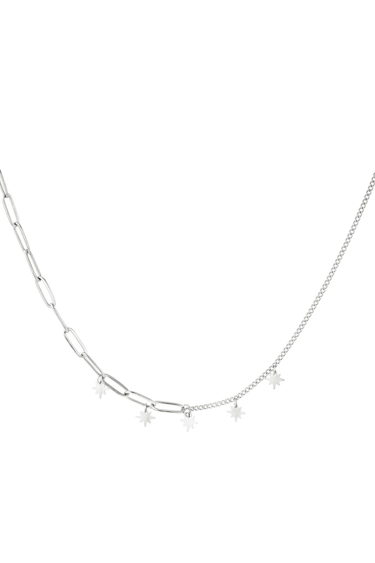 Silver color / Stainless steel necklace stars Silver 