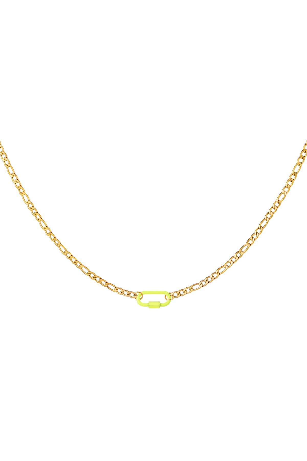 Necklace coloured lock Yellow Stainless Steel 