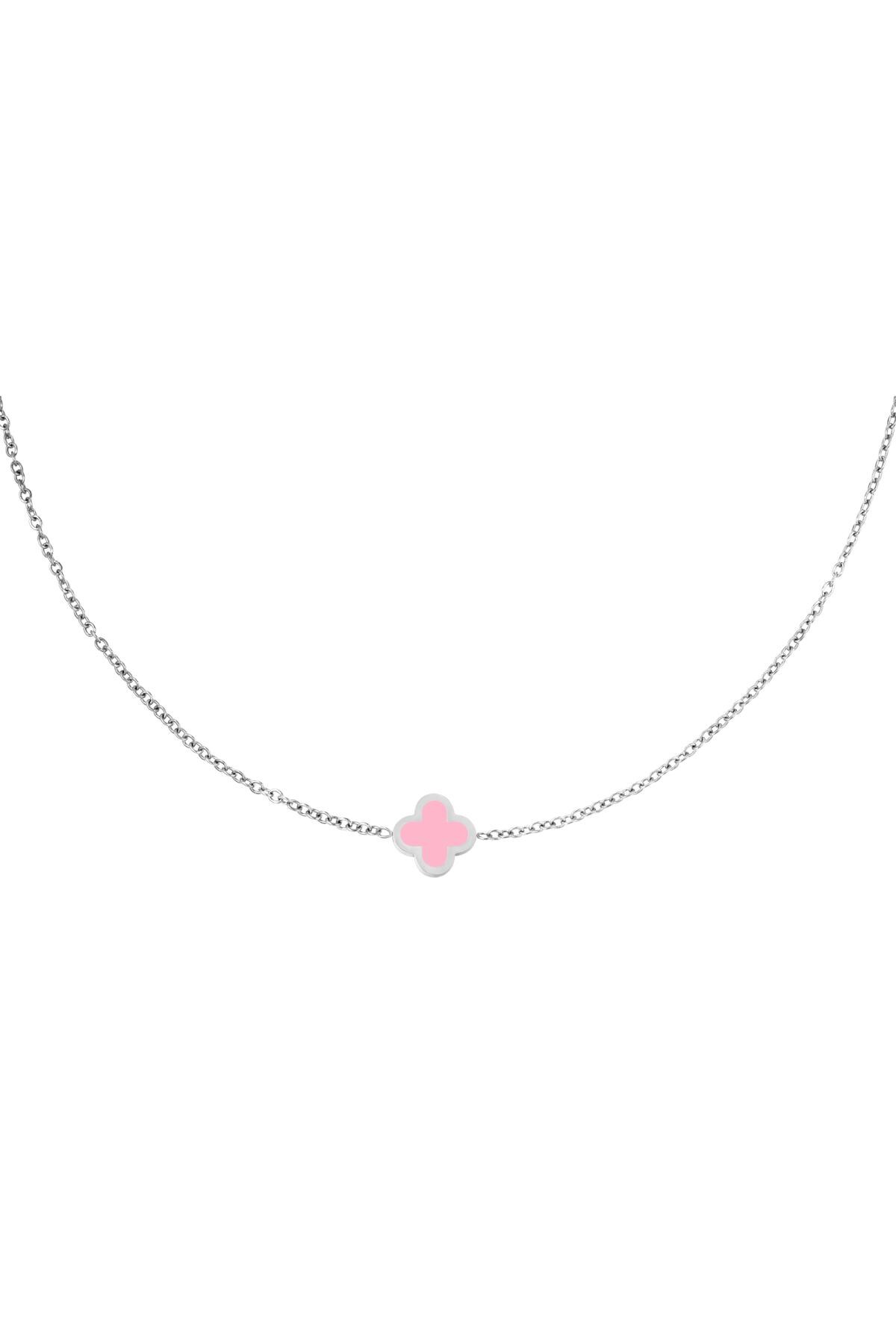 Pink & Silver / Necklace colored clover Pink & Silver Stainless Steel 