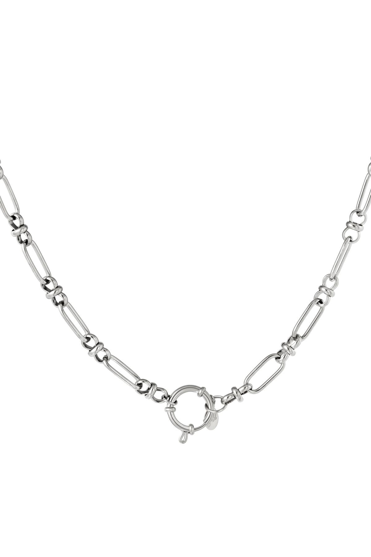 Round closure necklace Silver Stainless Steel 