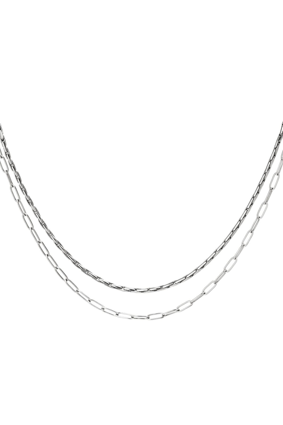 Double stainless steel necklace Silver 