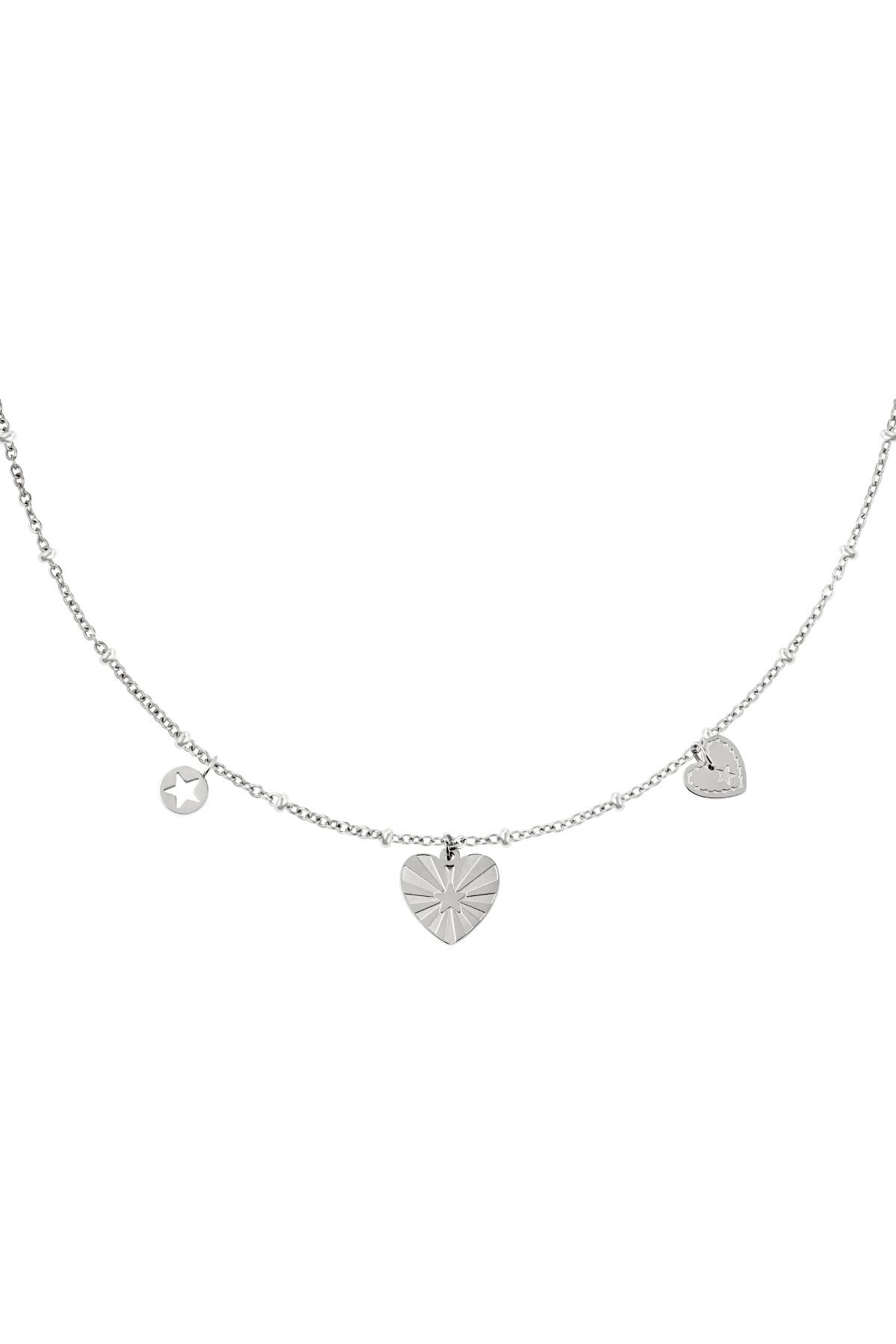 Stainless steel necklace hearts Silver h5 