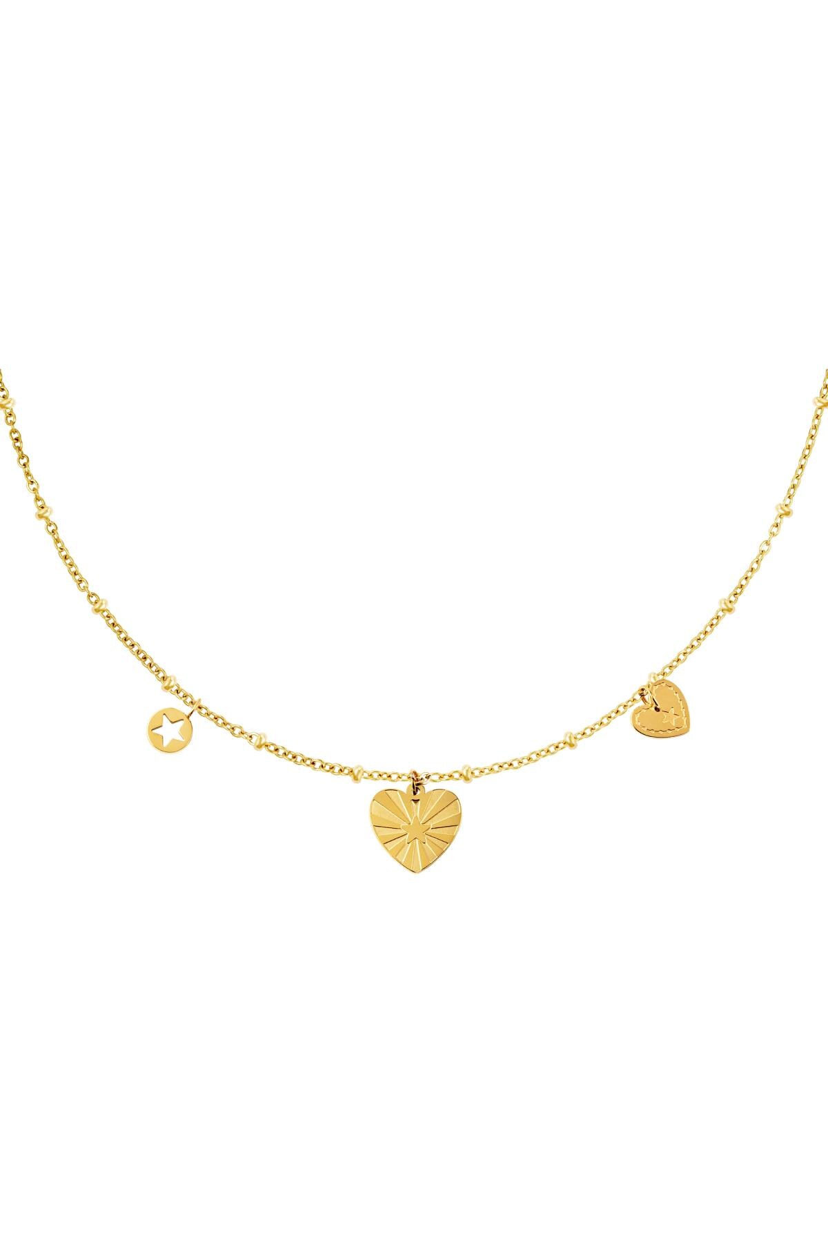 Stainless steel necklace hearts Gold h5 