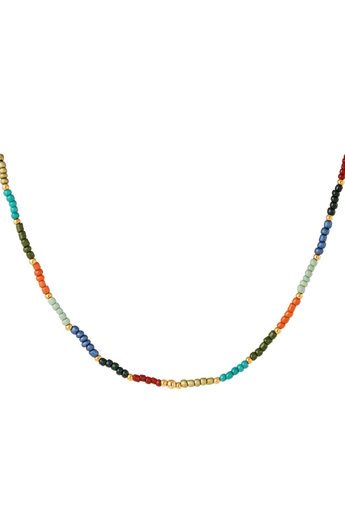 Necklace beads in a row Green Stainless Steel h5 