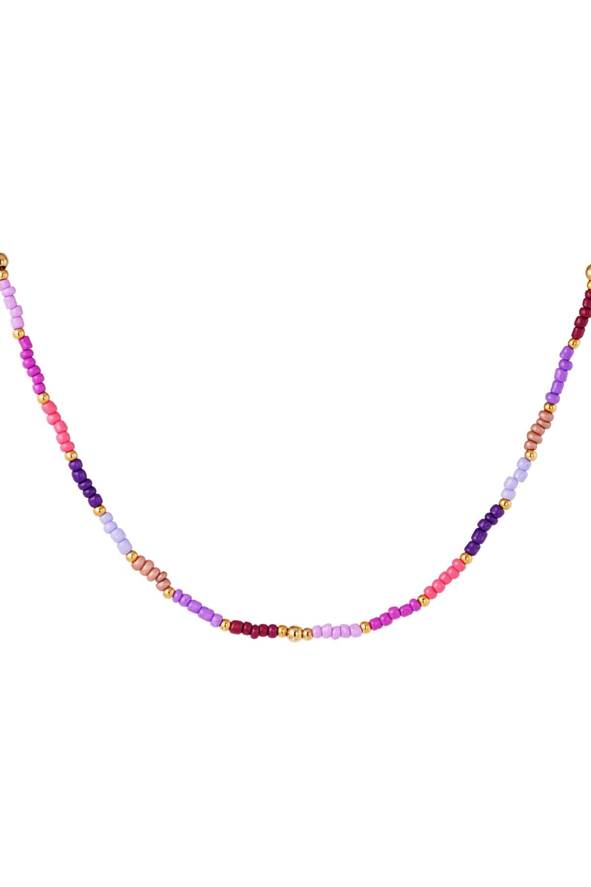 Necklace beads in a row Purple Stainless Steel h5 