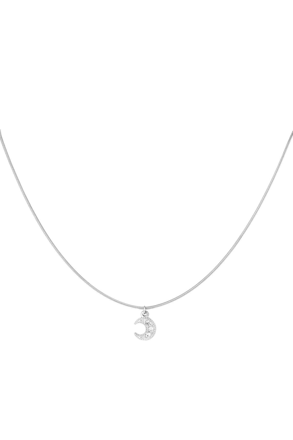 Necklace moon shine Silver Stainless Steel h5 